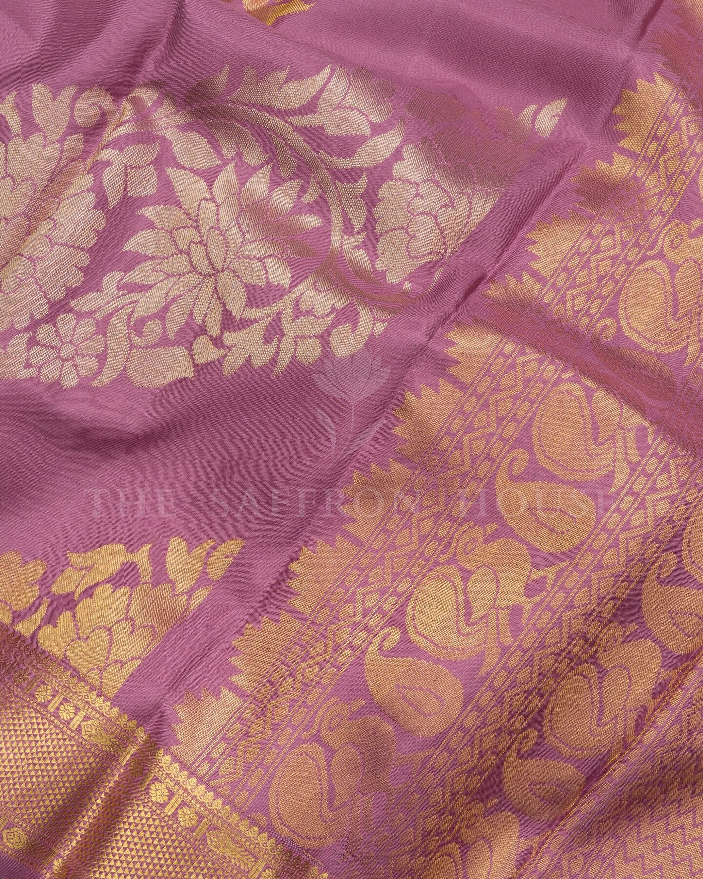 Soft Lavender Kanjivaram Silk Saree – The Saffron House