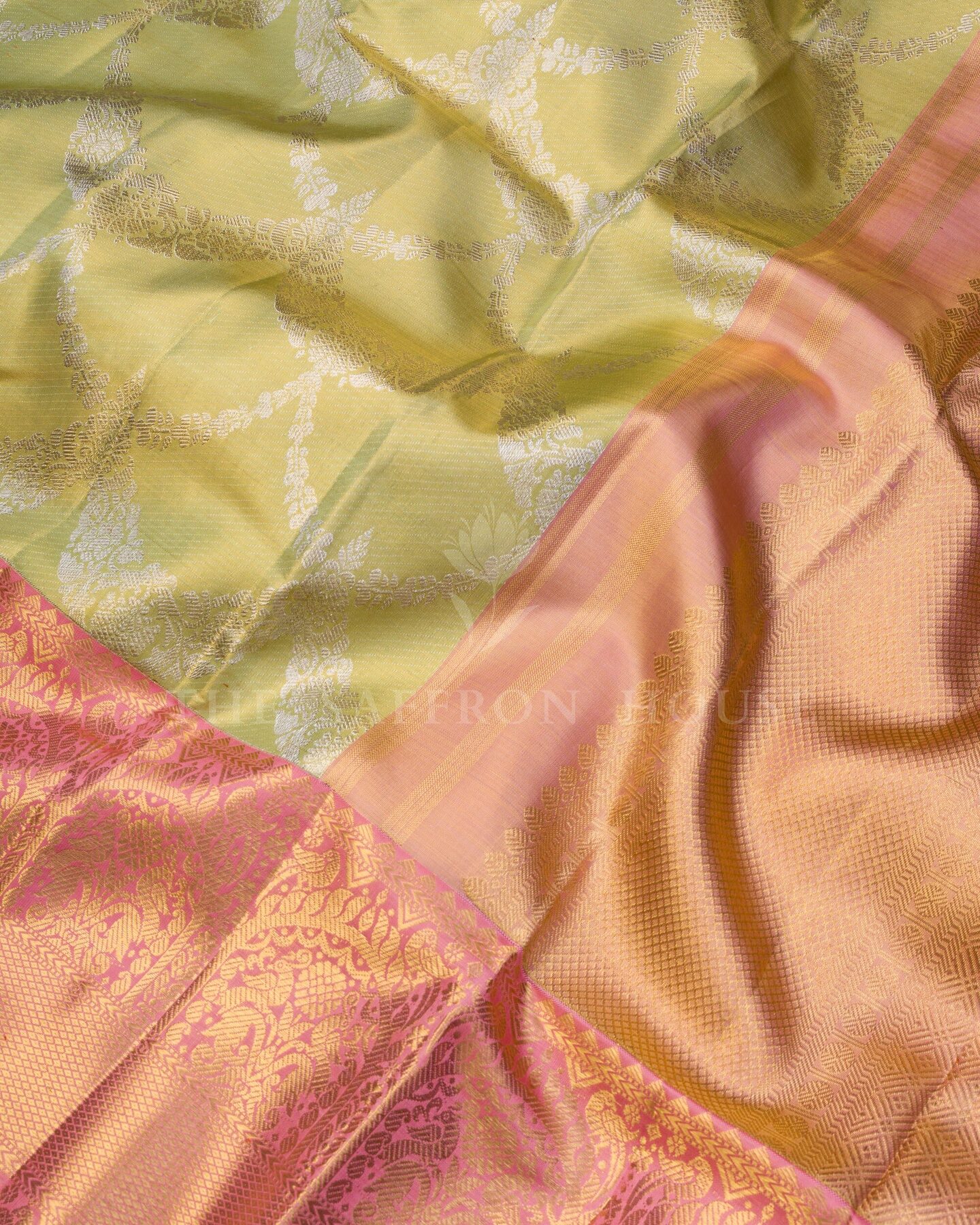 Parrot Green And Green Korvai Kanjivaram Silk Saree – The Saffron House