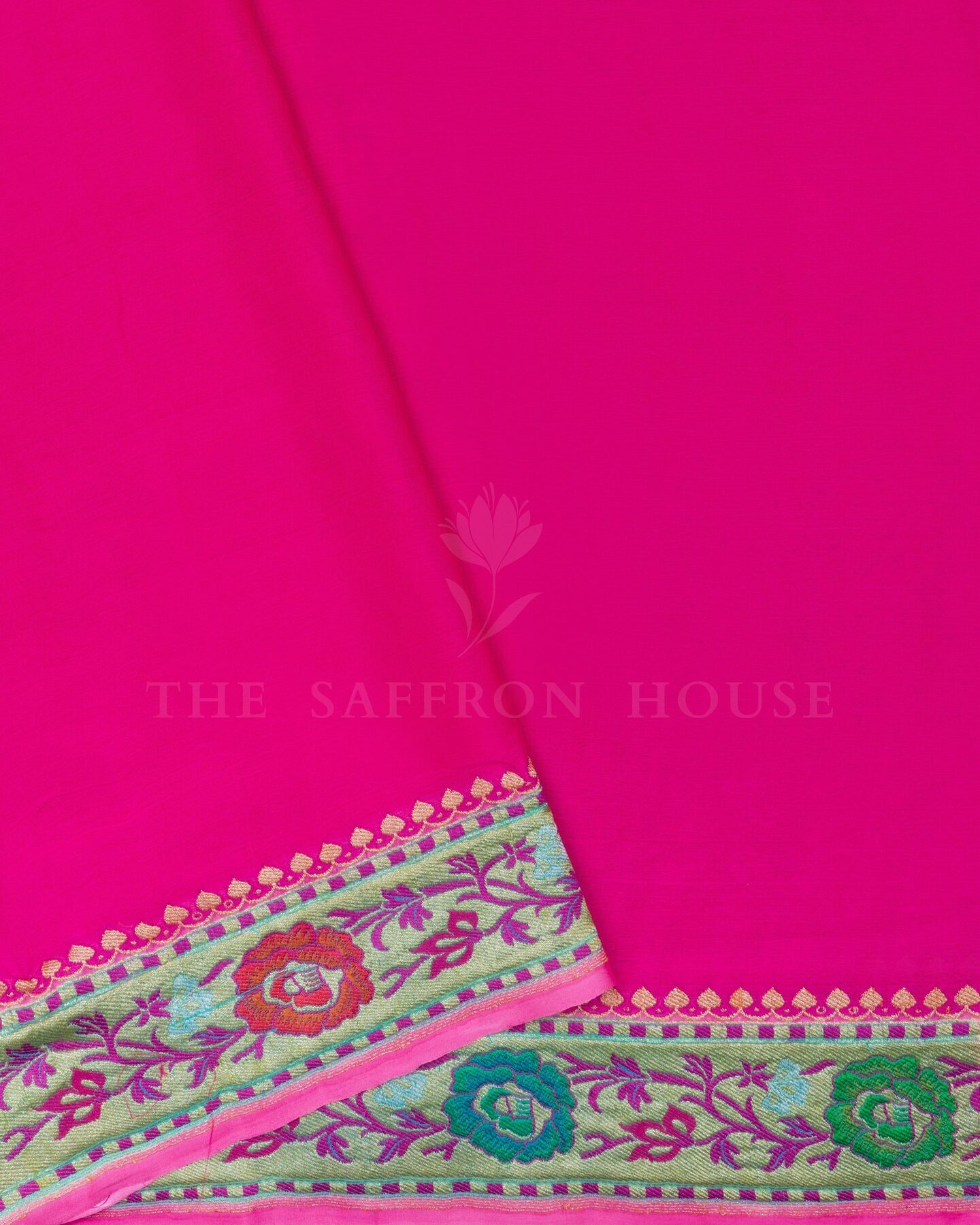 Parrot Green Georgette Banarasi Saree – The Saffron House