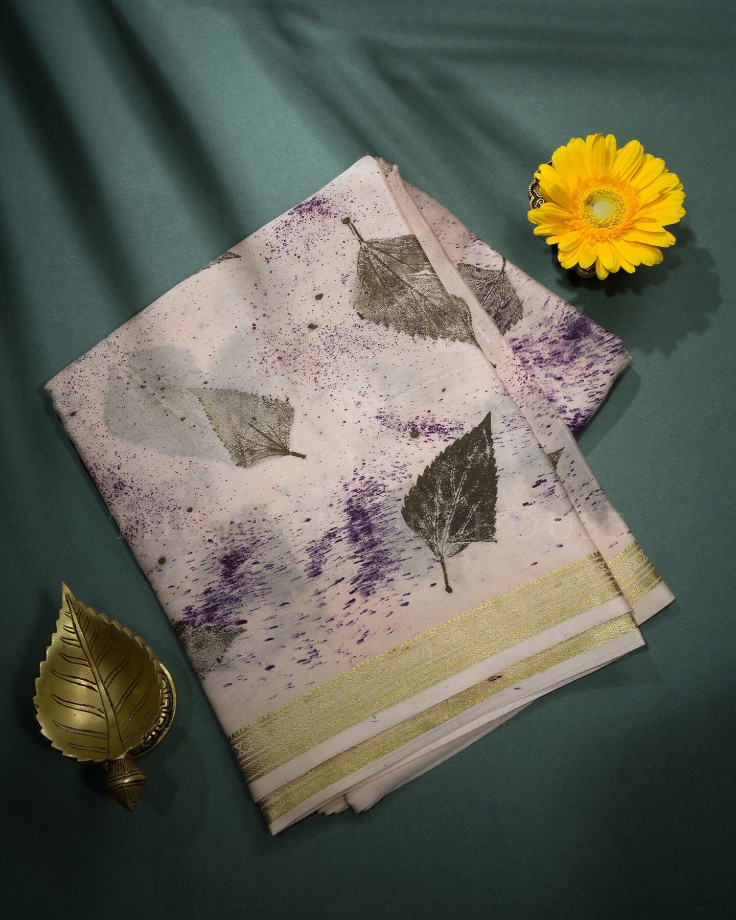 Peach Pure Zari Mysore Silk Saree – The Saffron House