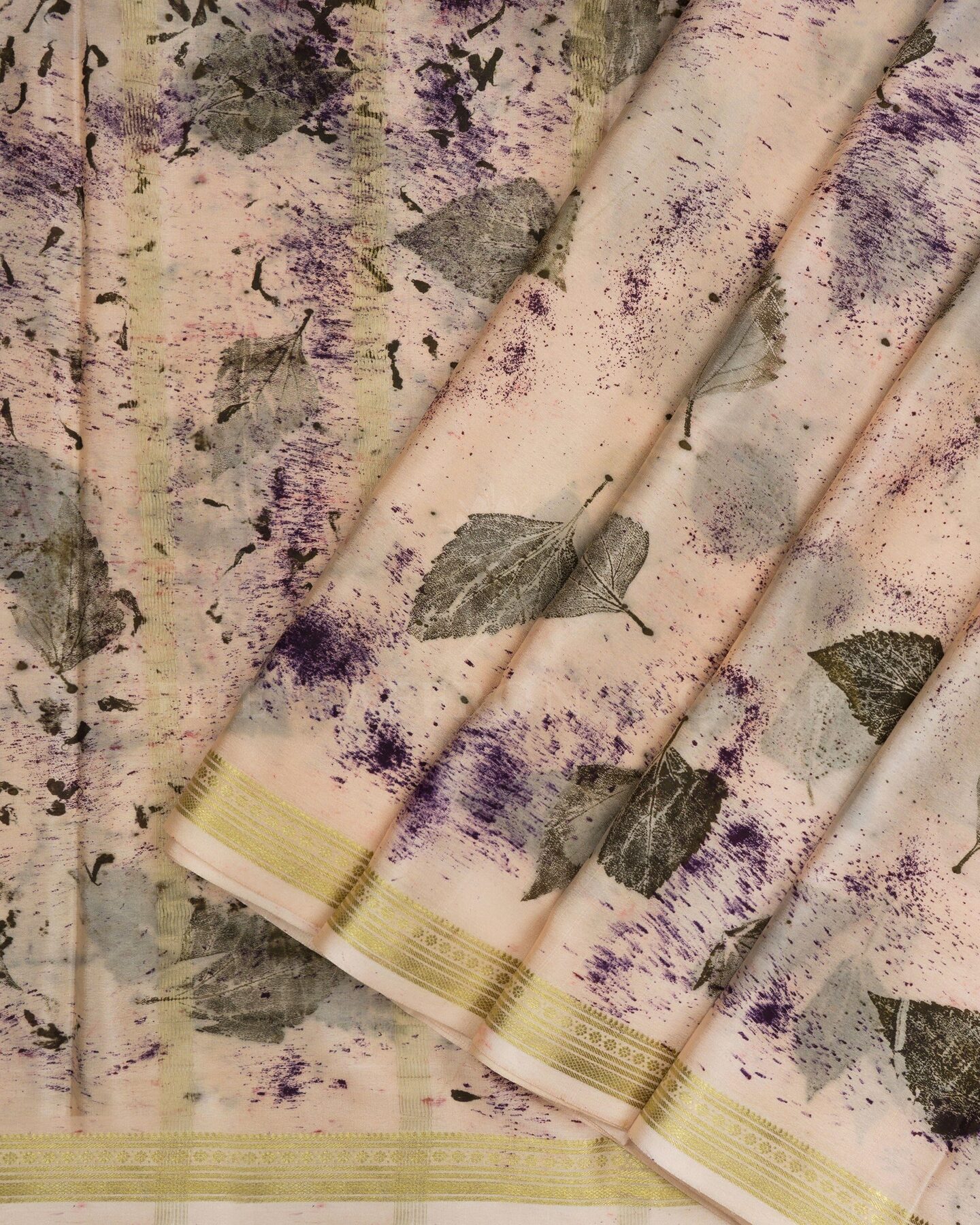 Peach Pure Zari Mysore Silk Saree – The Saffron House