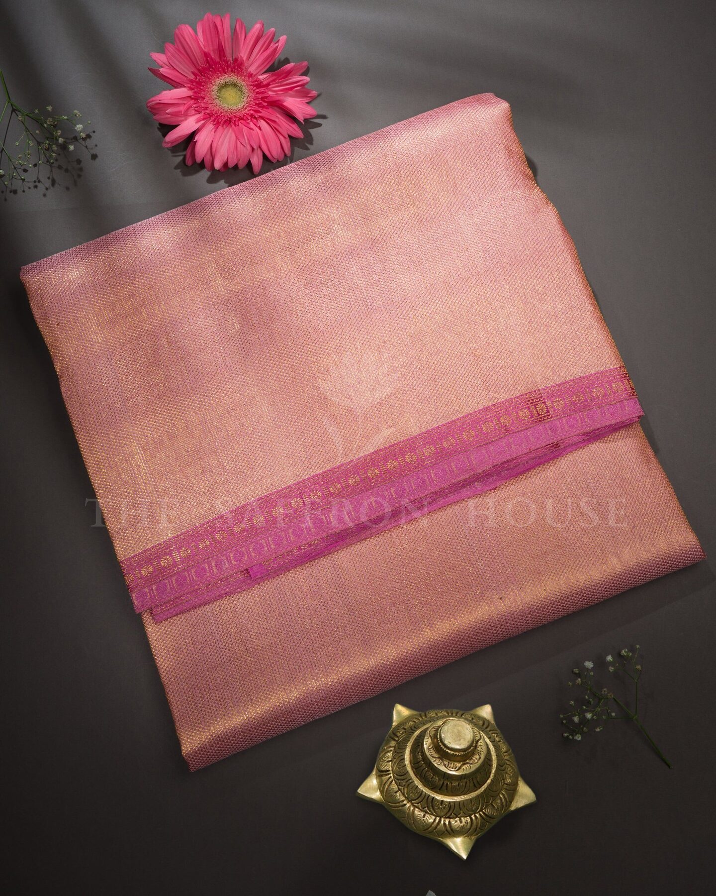 Powder Pink And Lilac Brocade Kanjivaram Silk Saree – The Saffron House