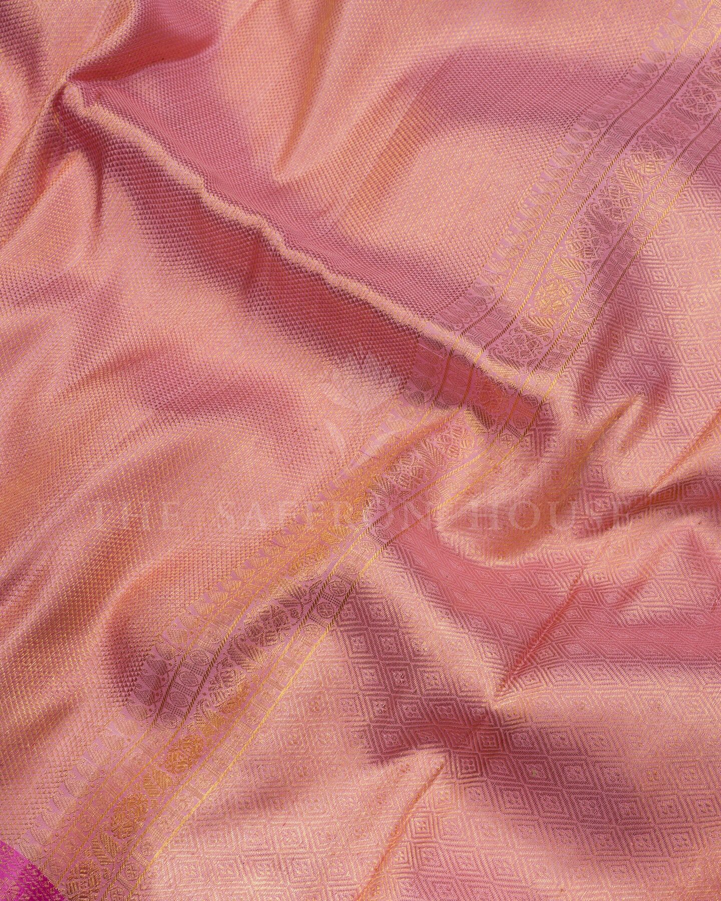 Powder Pink And Lilac Brocade Kanjivaram Silk Saree – The Saffron House