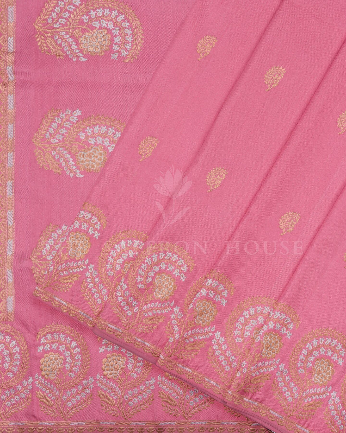 Powder Pink Banarasi Silk Saree – The Saffron House