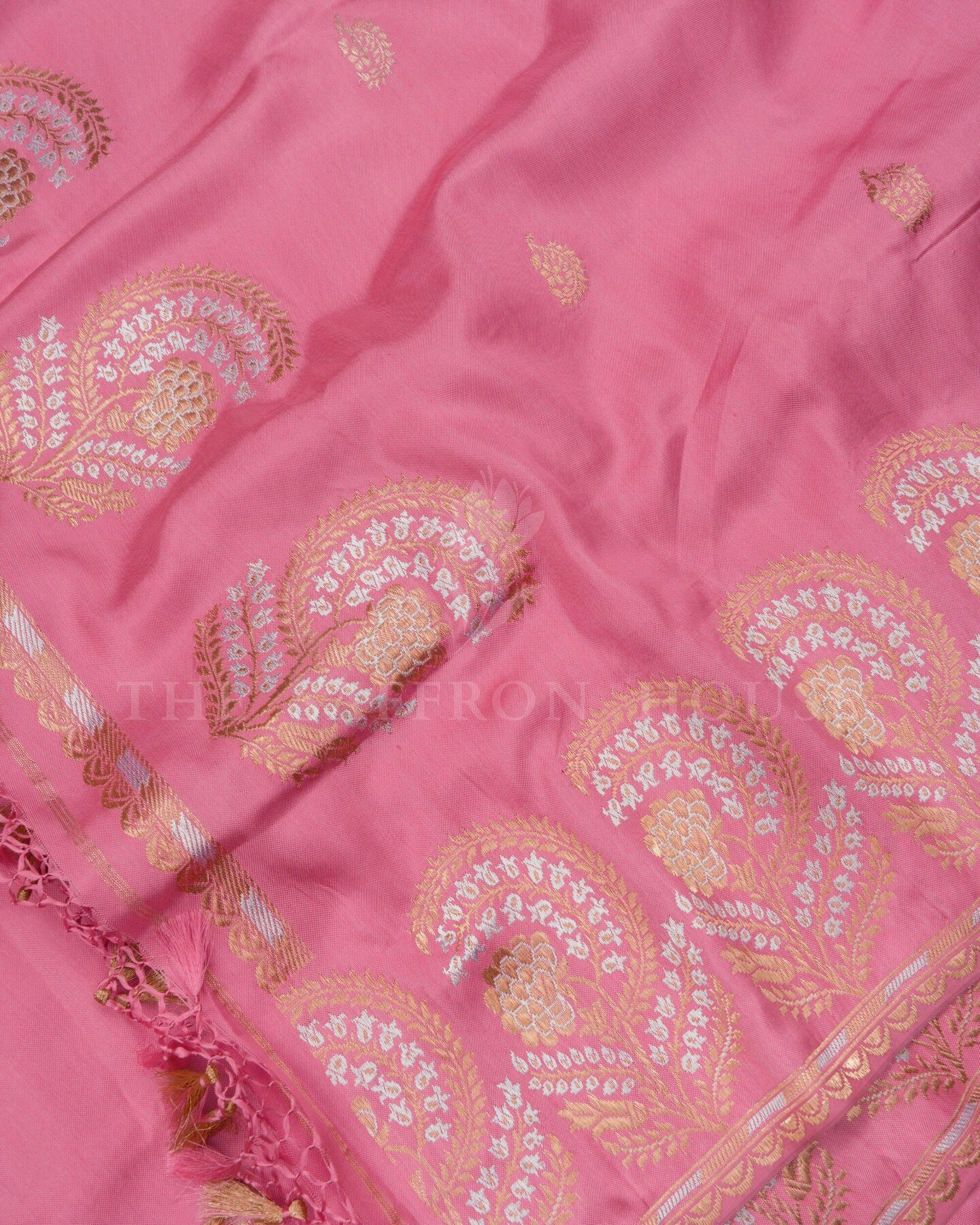 Powder Pink Banarasi Silk Saree – The Saffron House