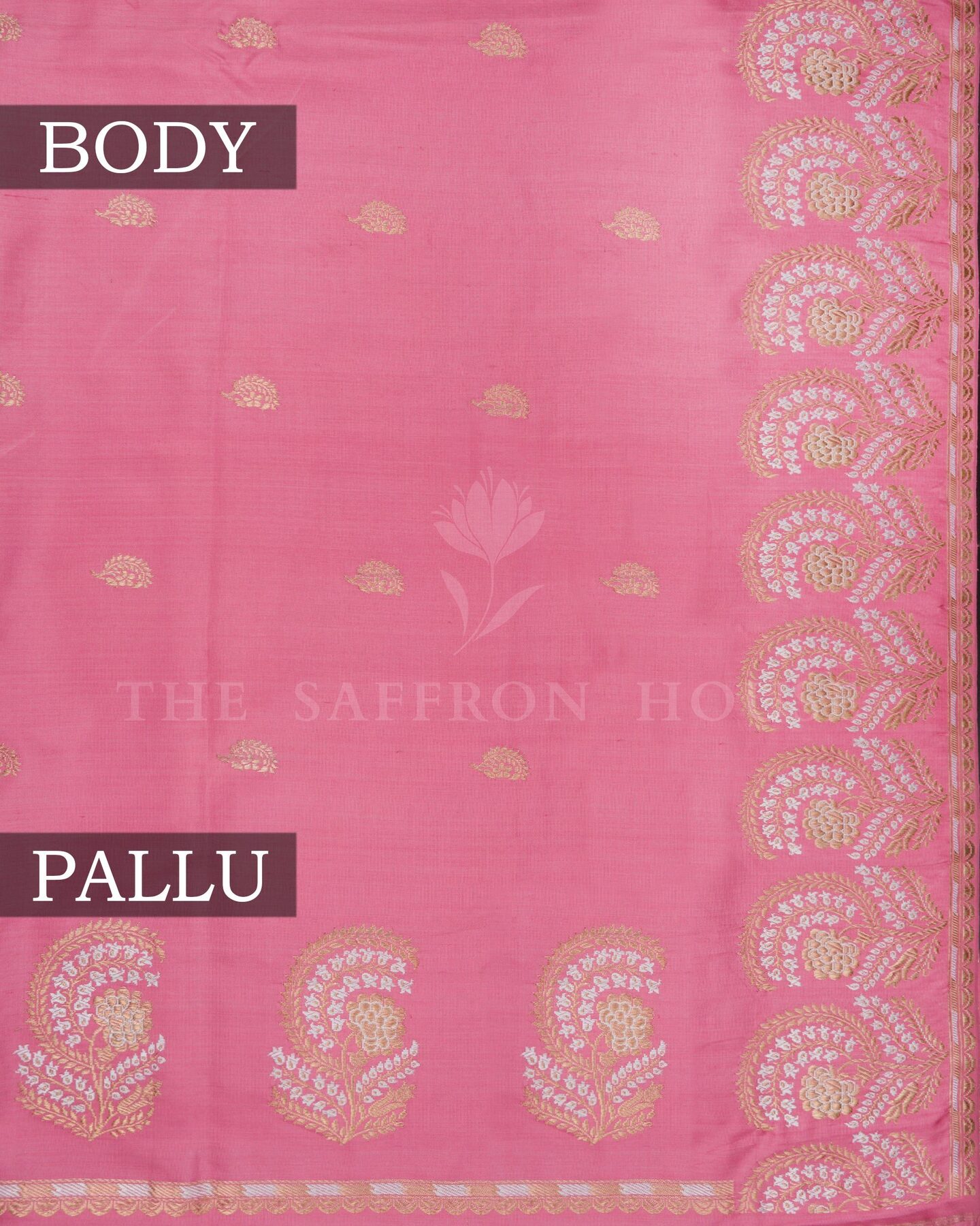Powder Pink Banarasi Silk Saree – The Saffron House