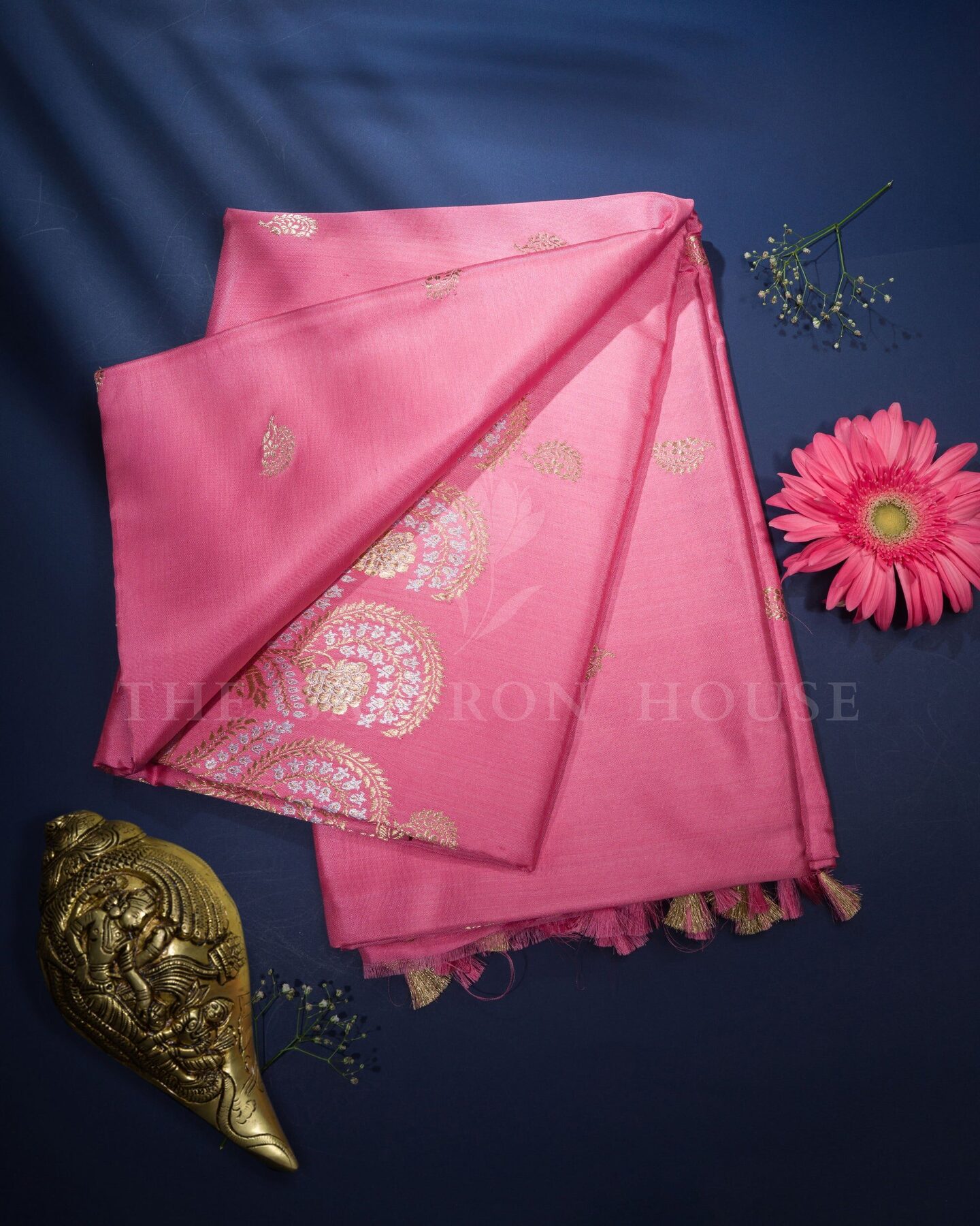 Powder Pink Banarasi Silk Saree