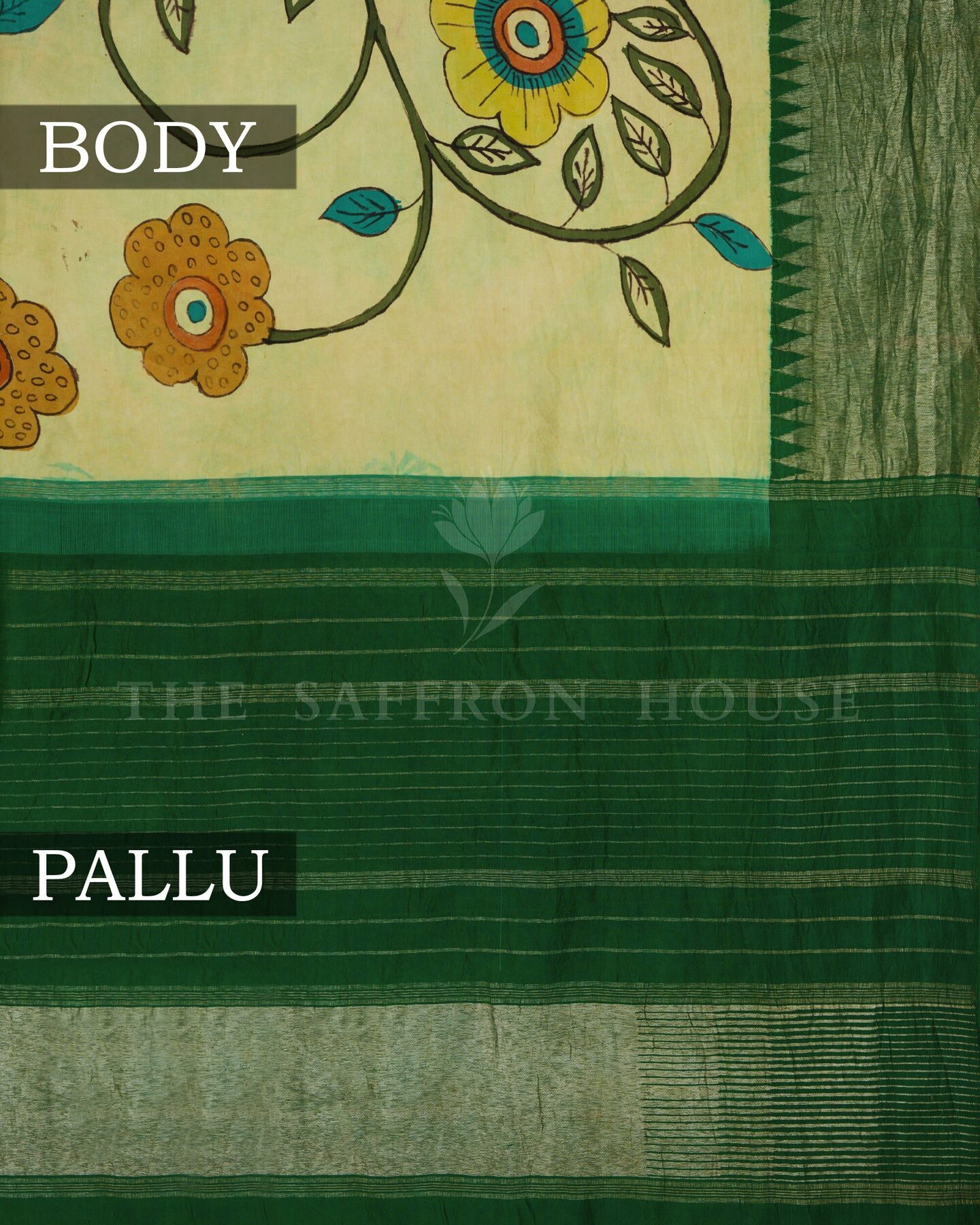 Pistachio Green And Forest Green Brocade Kanjivaram Silk Saree – The Saffron House