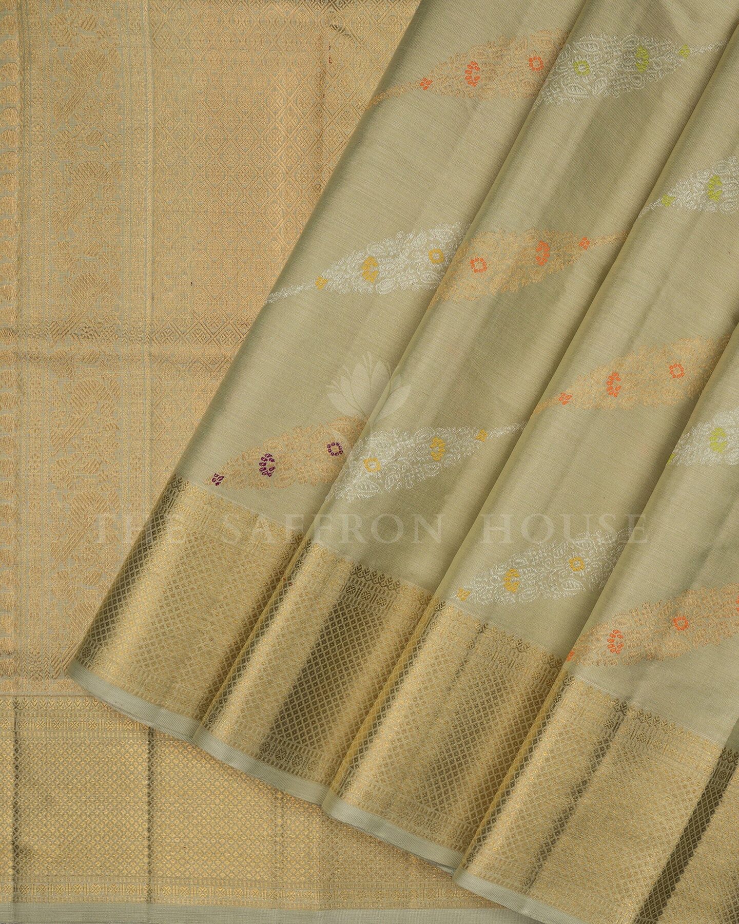 Pistachio Green Bridal Tissue Kanjivaram Silk Saree – The Saffron House