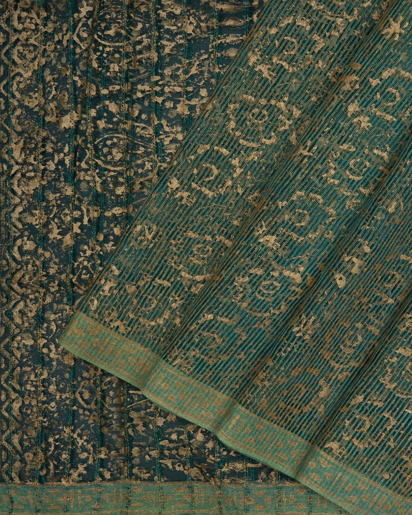 Sea Green Tussar Organza Saree – The Saffron House