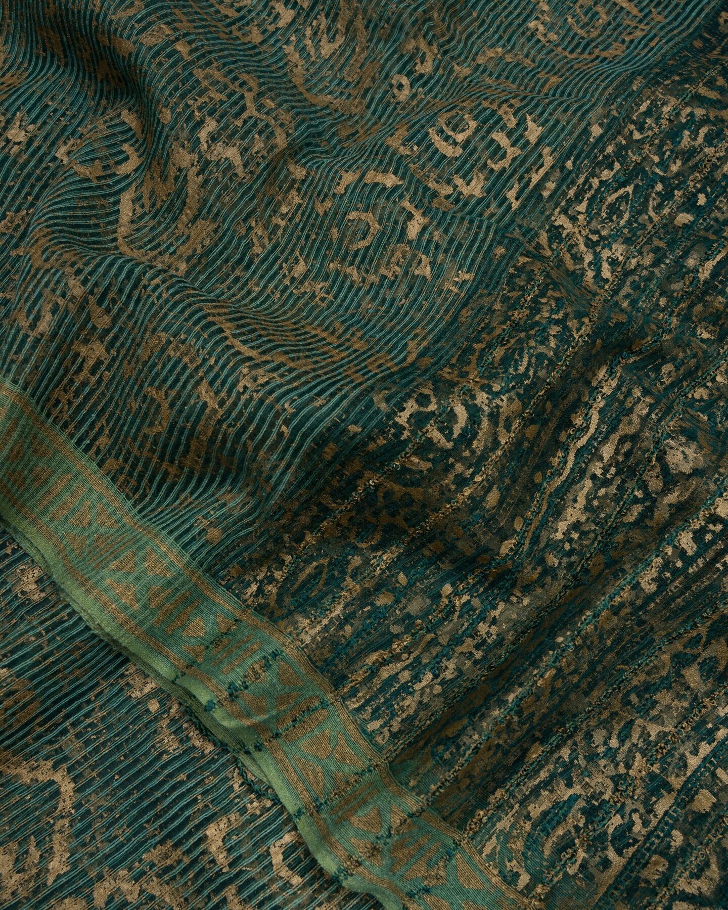 Sea Green Tussar Organza Saree – The Saffron House