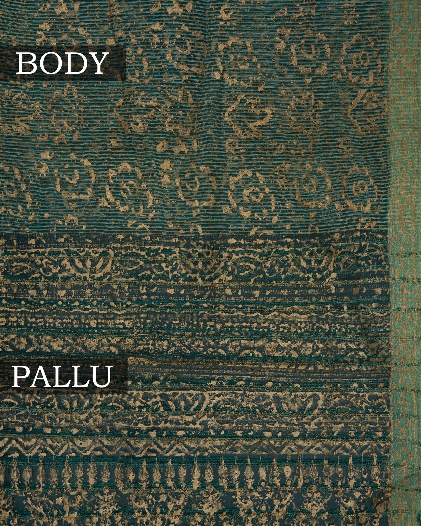 Sea Green Tussar Organza Saree – The Saffron House