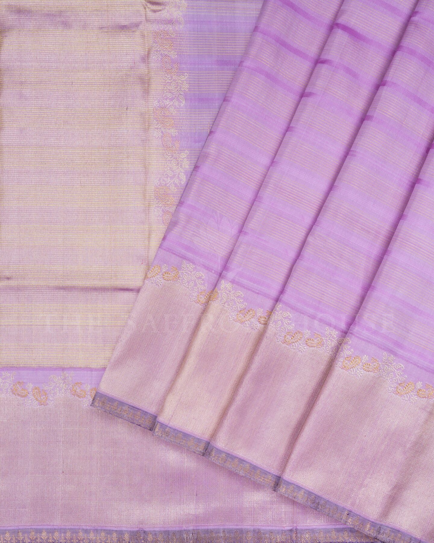 Lilac And Purple Kattam Kanjivaram Silk Saree – The Saffron House