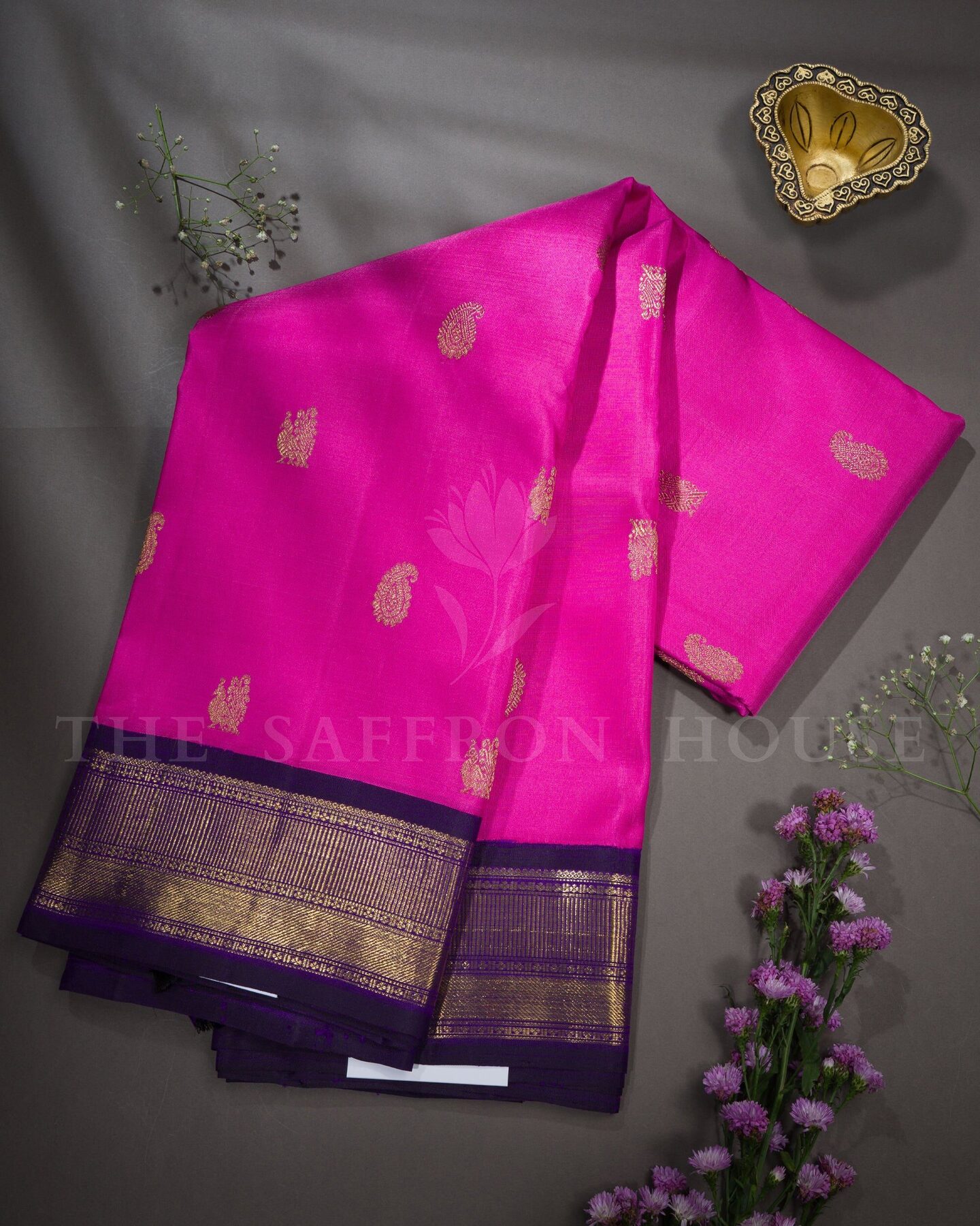 Magenta Pink And Midnight Blue Brocade Kanjivaram Silk Saree – The Saffron House