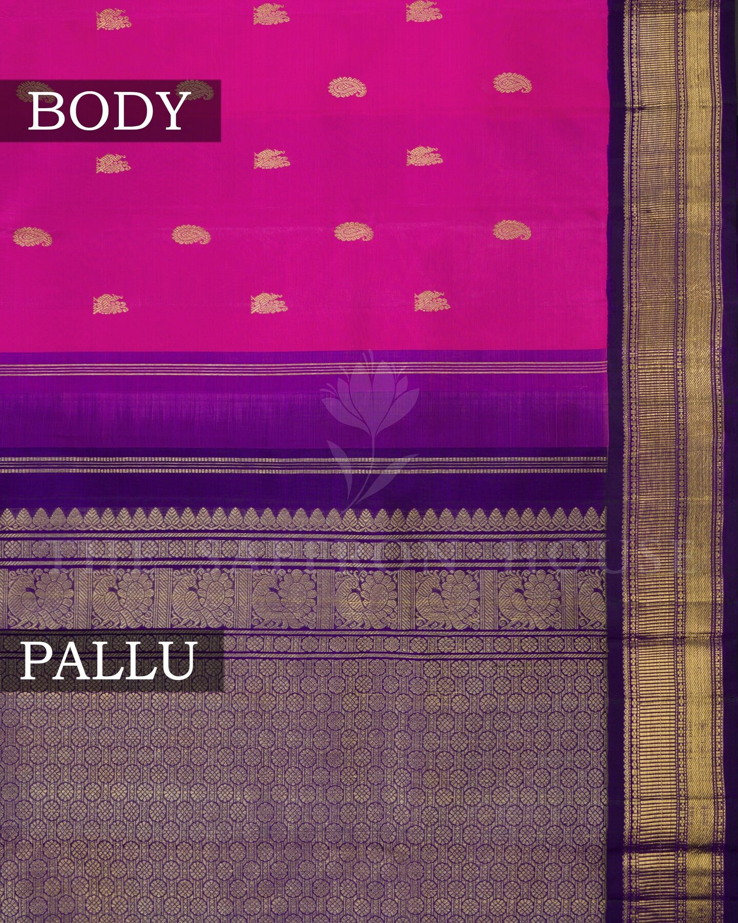 Magenta Pink And Midnight Blue Brocade Kanjivaram Silk Saree – The Saffron House