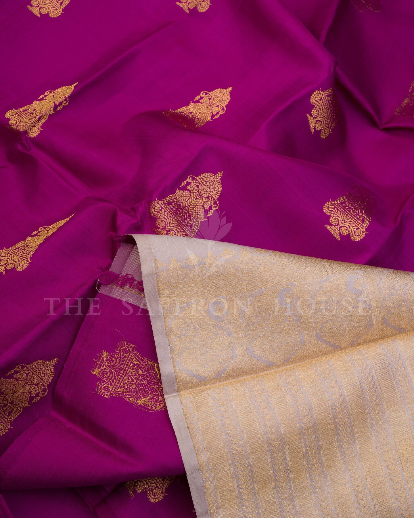 Magenta And Steel Grey Kanjivaram Silk Saree – The Saffron House