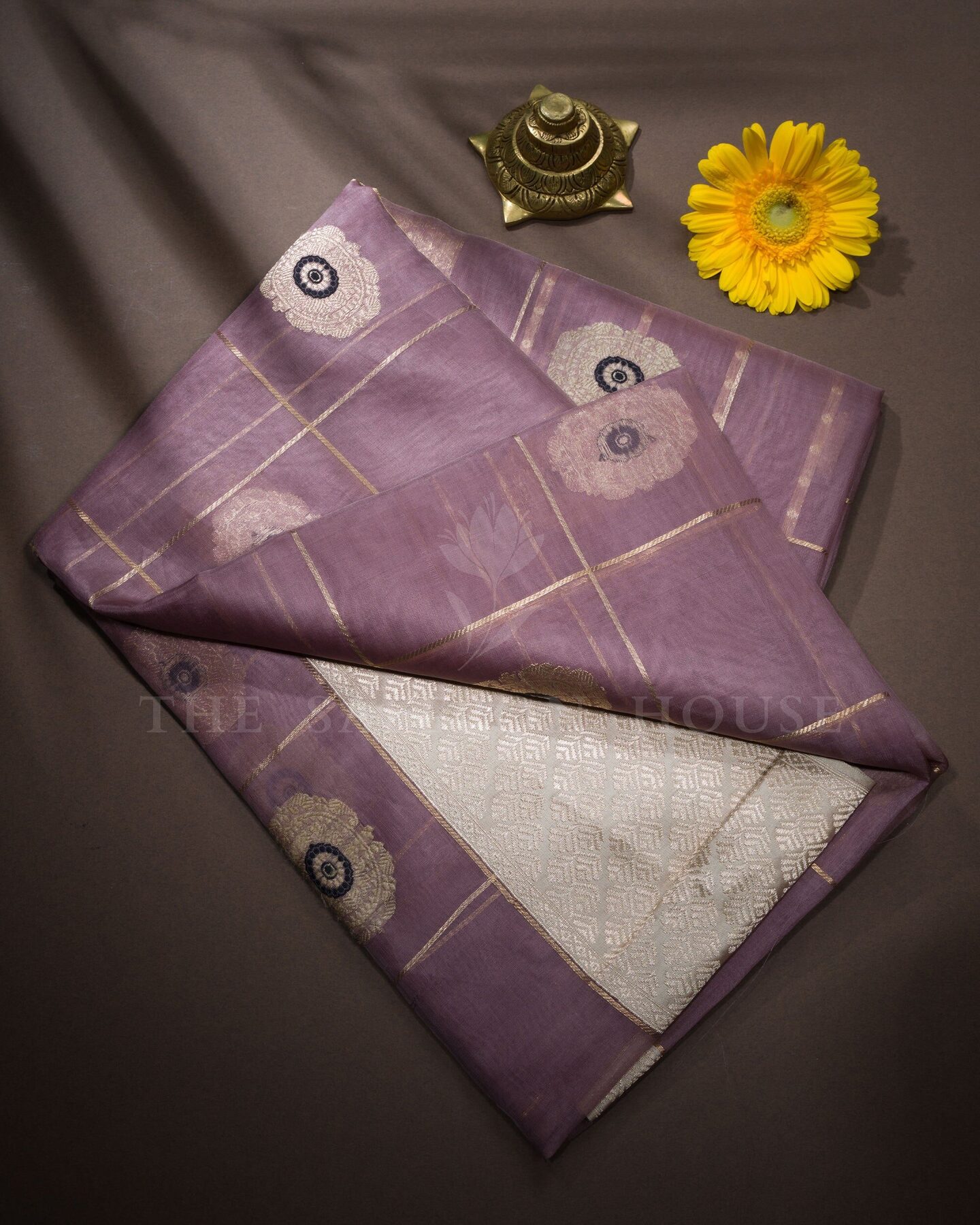 Mauve Organza Banarasi Saree – The Saffron House