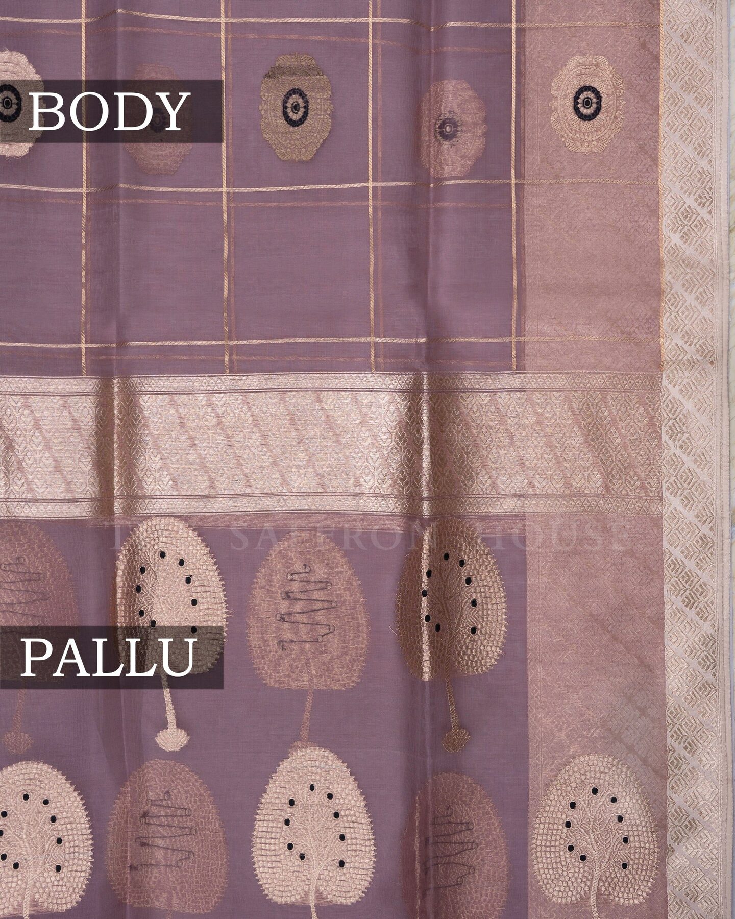 Mauve Organza Banarasi Saree – The Saffron House