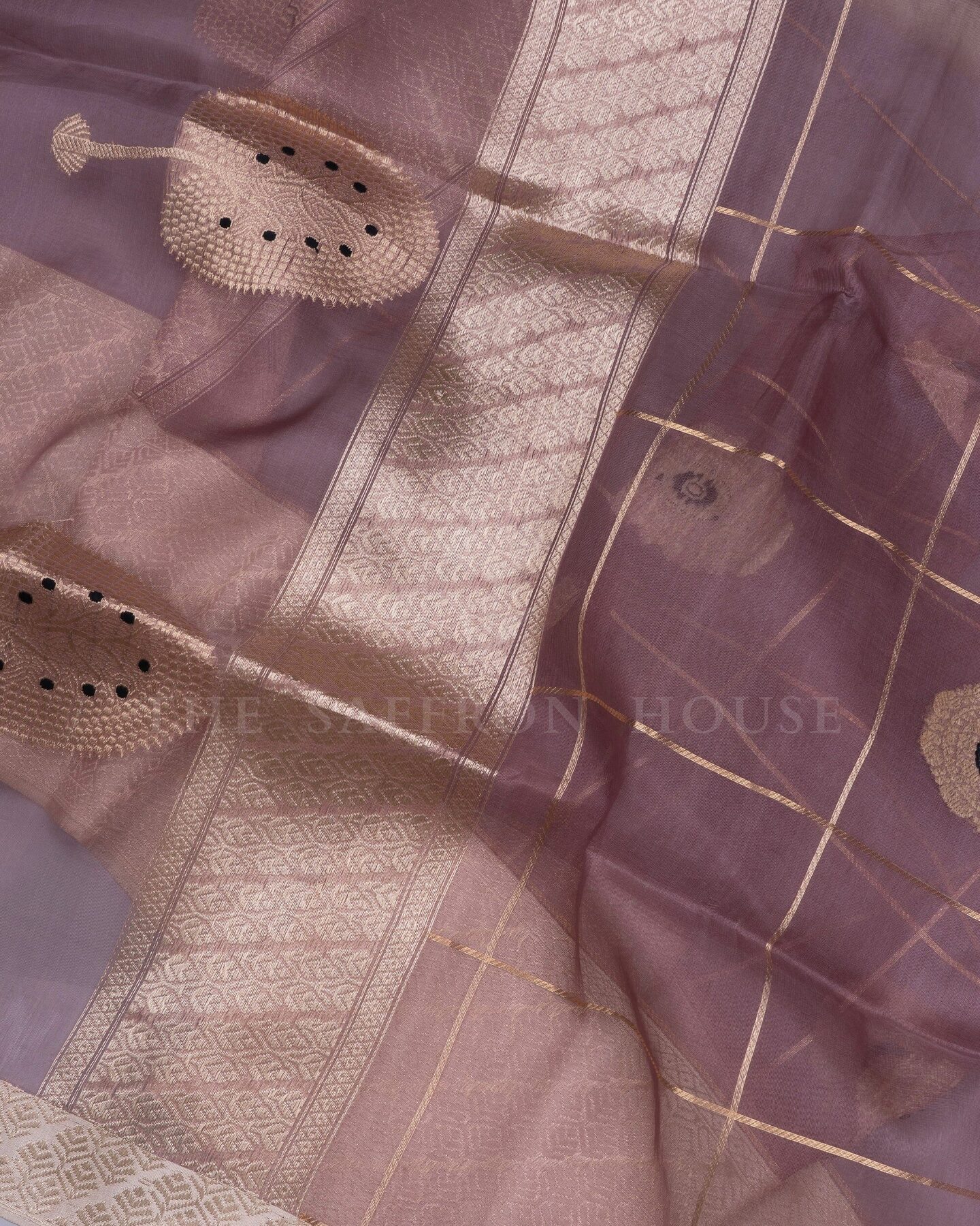 Mauve Organza Banarasi Saree – The Saffron House