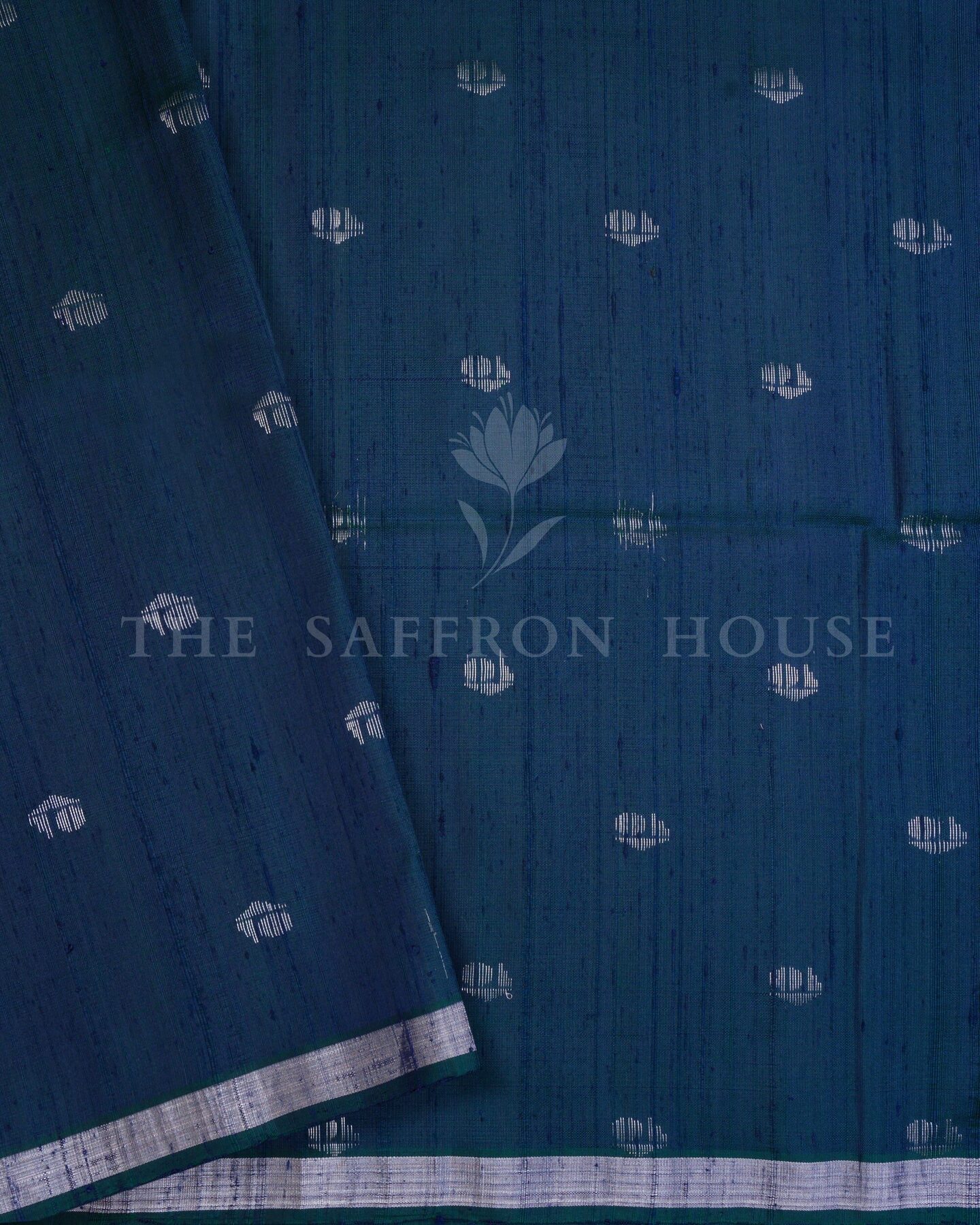 Midnight Blue Tussar Silk Saree – The Saffron House