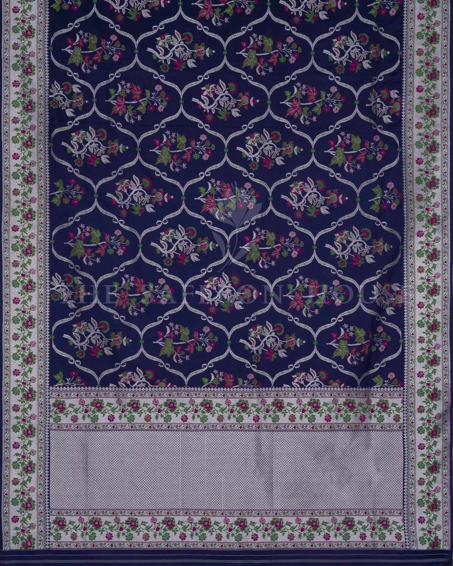 Blue Katan Banarasi Silk Saree – The Saffron House