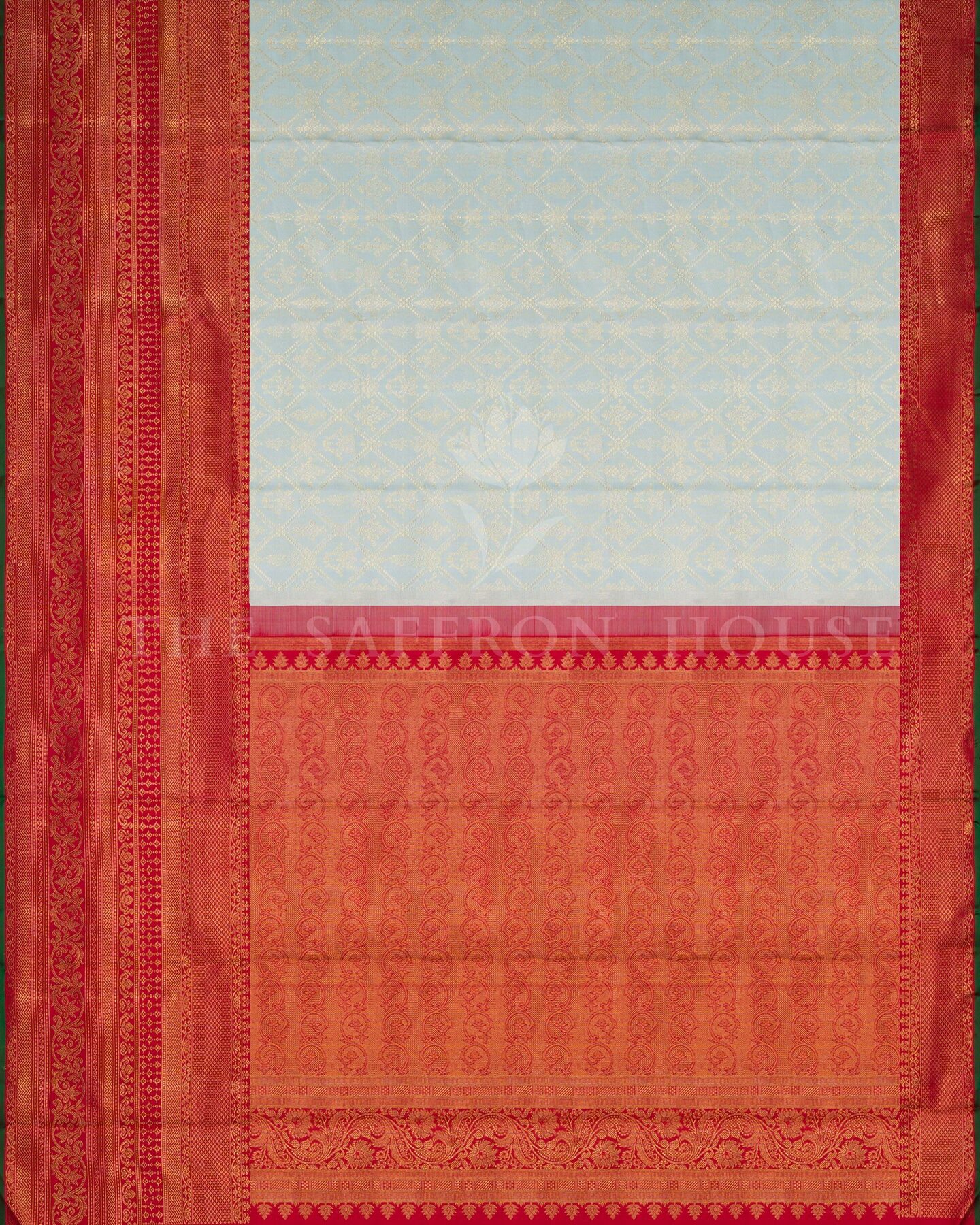 Mint And Burgundy Maroon Brocade Kanjivaram Silk Saree – The Saffron House