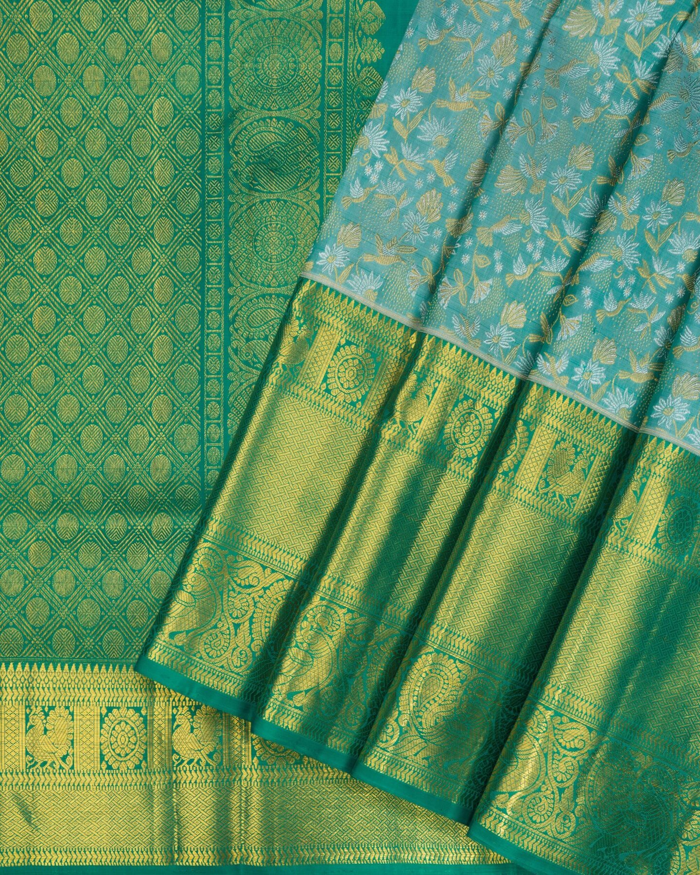 Green Brocade Kanjivaram Silk Saree – The Saffron House