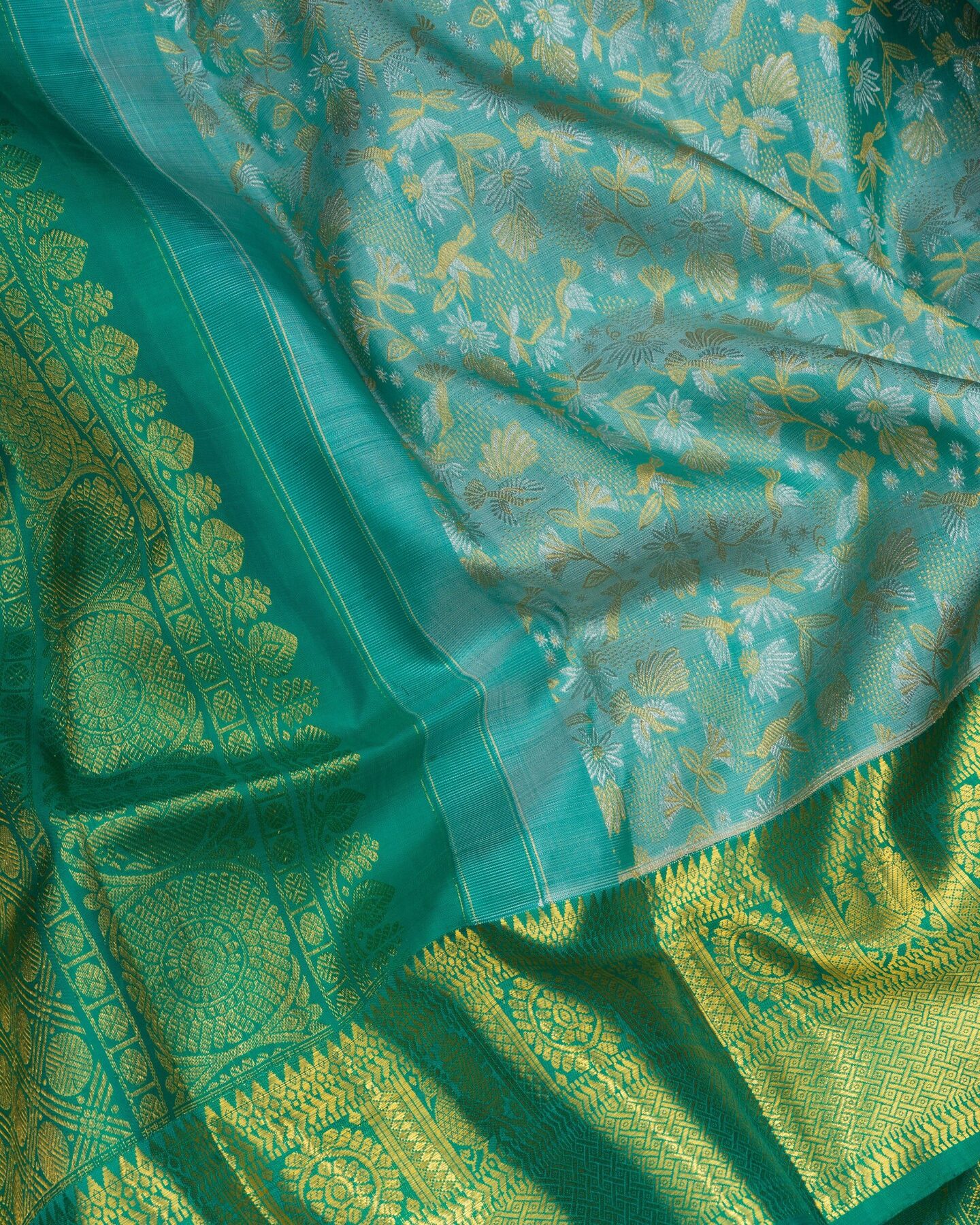 Green Brocade Kanjivaram Silk Saree – The Saffron House