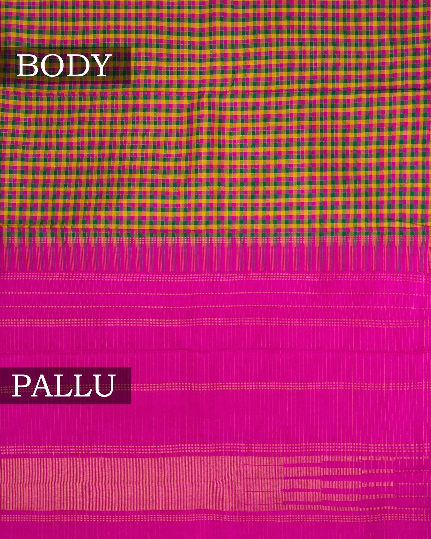 Rani Pink And Multicolour Kattam Kanjivaram Silk Saree – The Saffron House