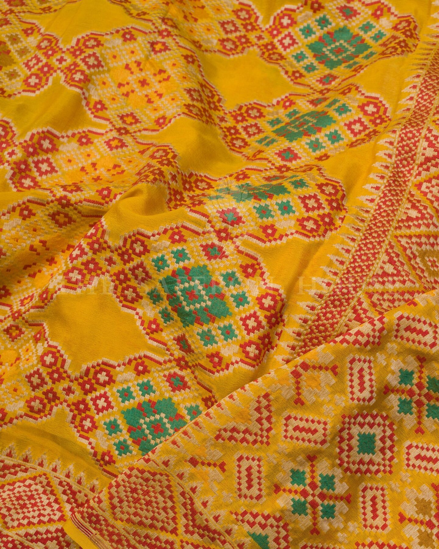 Yellow And Multicolour Georgette Banarasi Saree – The Saffron House