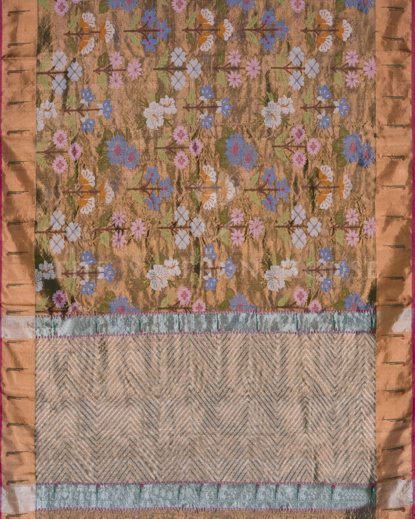 Ochre Gold And Magenta Pure Zari Kota Silk Saree – The Saffron House