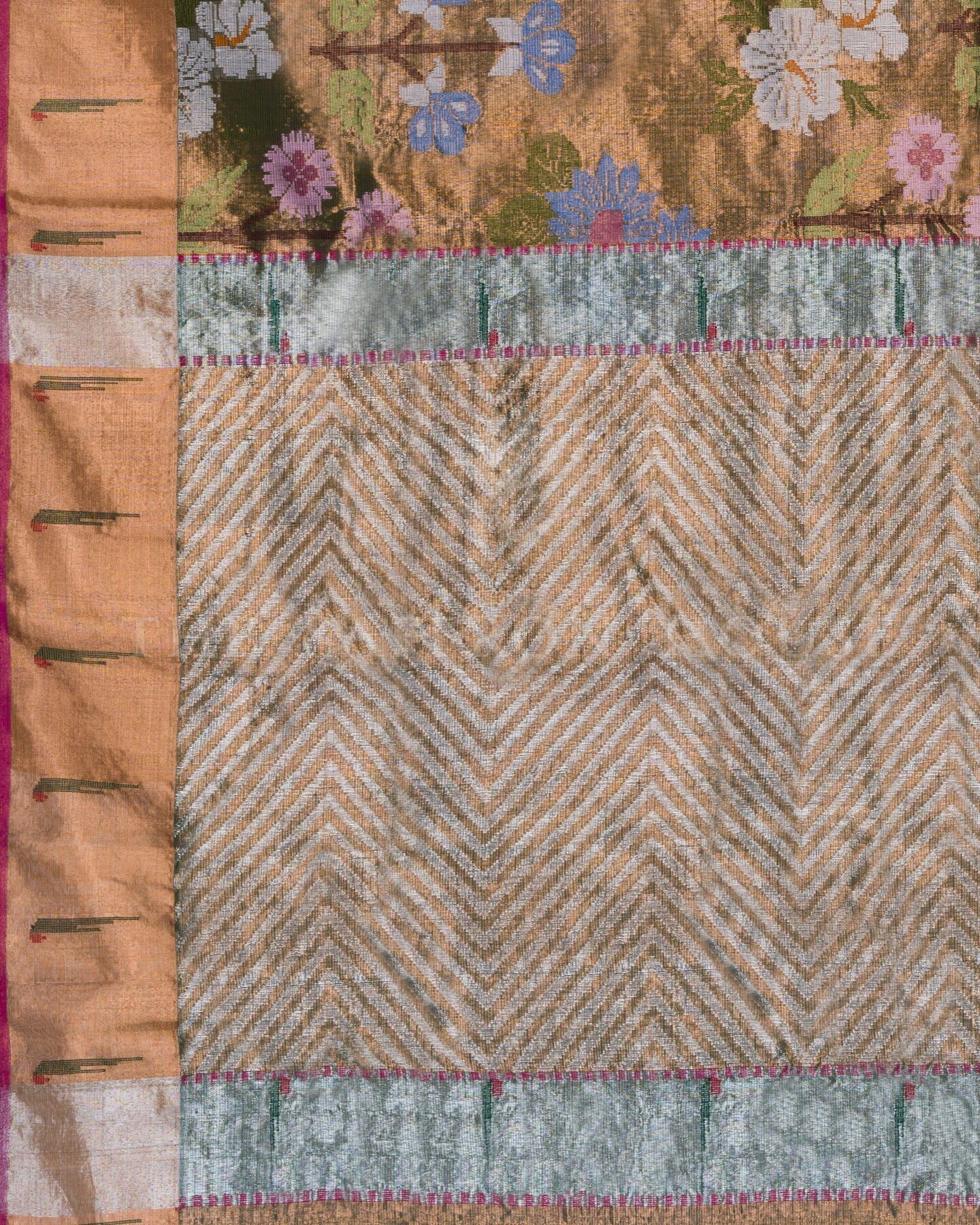 Ochre Gold And Magenta Pure Zari Kota Silk Saree – The Saffron House