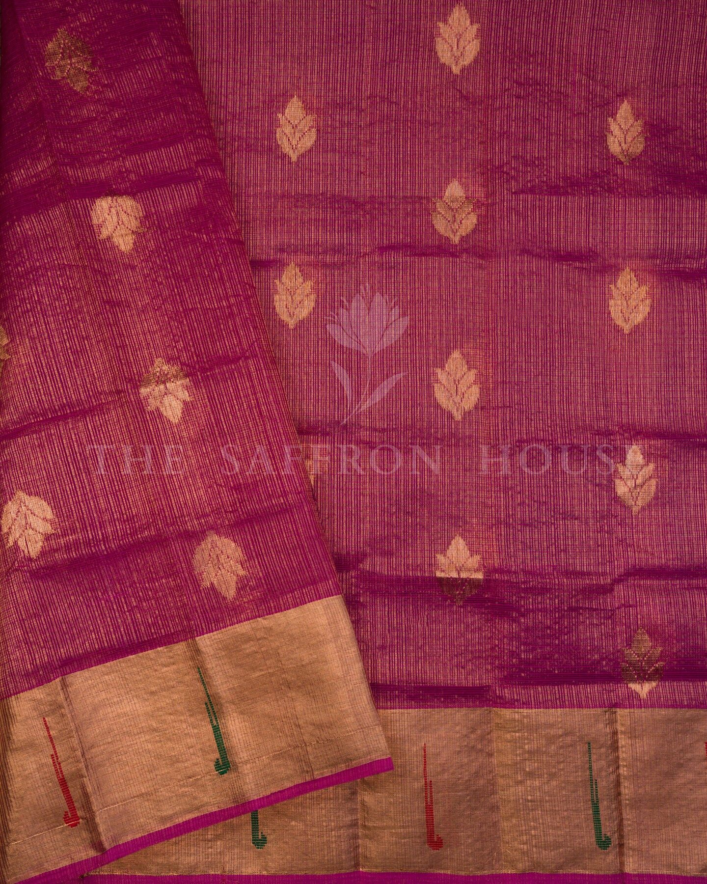 Ochre Gold And Magenta Pure Zari Kota Silk Saree – The Saffron House