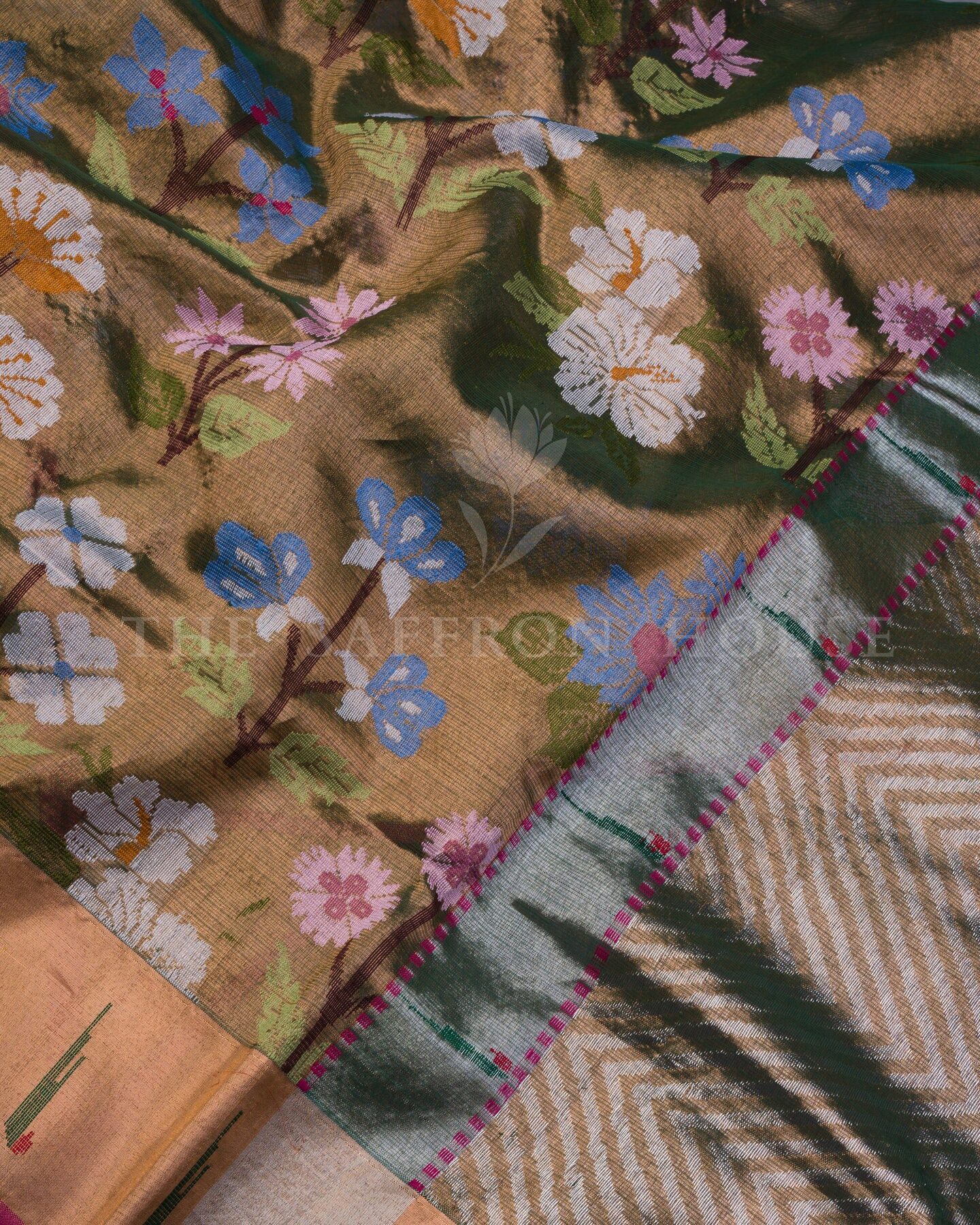 Ochre Gold And Magenta Pure Zari Kota Silk Saree – The Saffron House