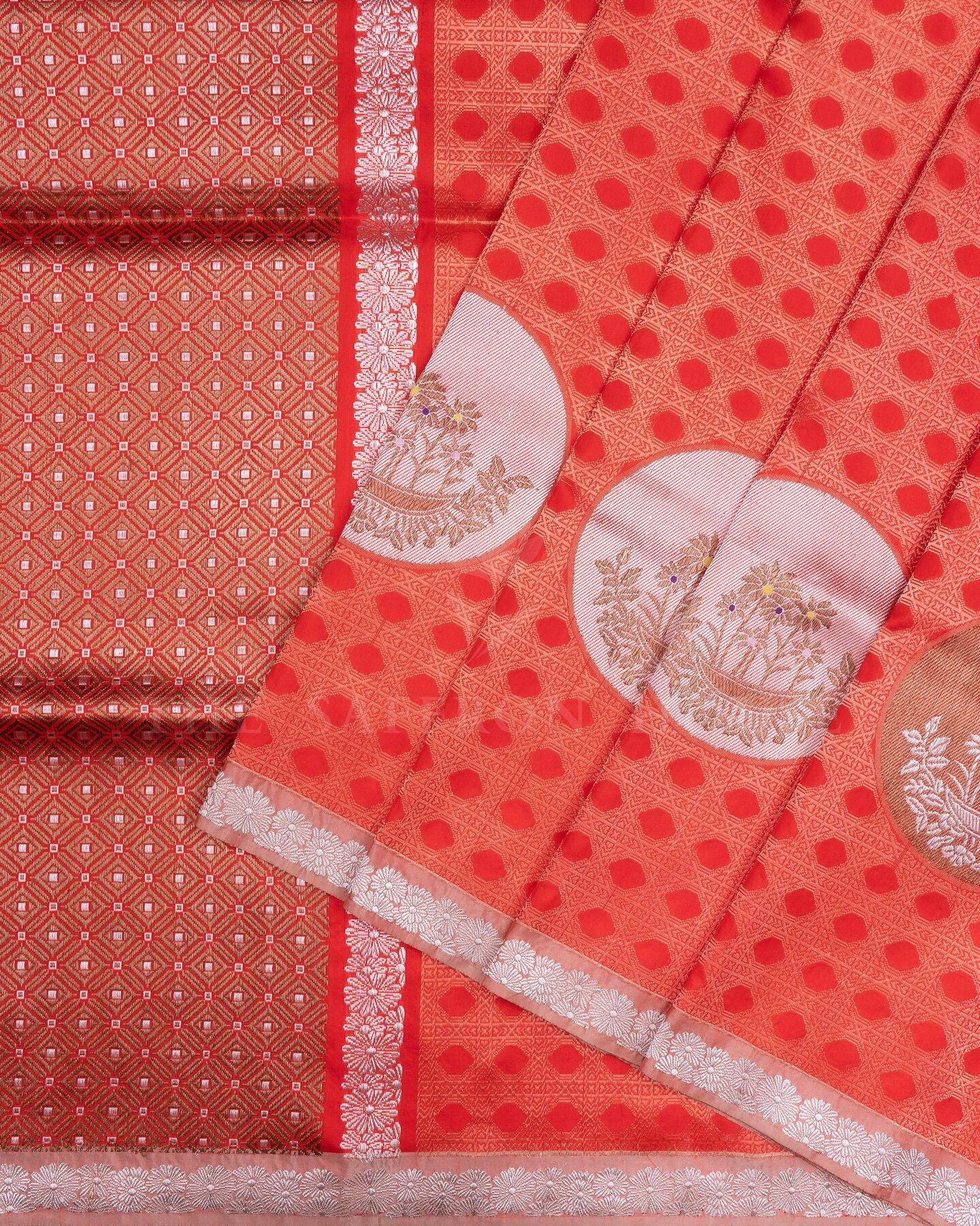 Burnt Orange Banarasi Silk Saree – The Saffron House