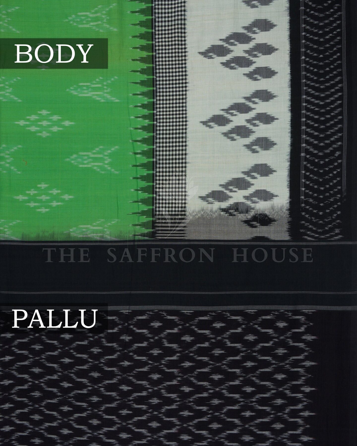 Pure White And Onyx Black Handwoven Patola Saree – The Saffron House