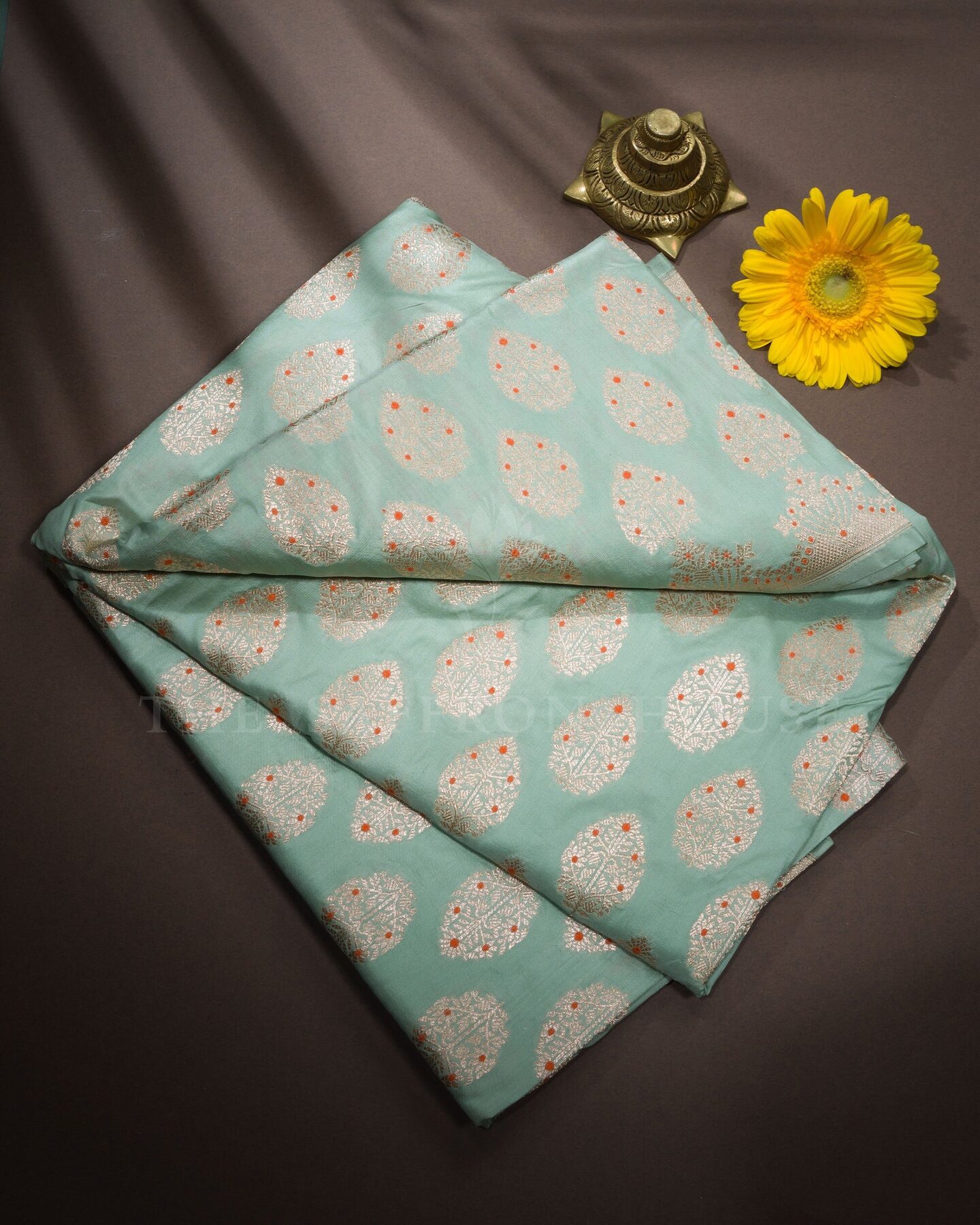 Sea Green Banarasi Silk Saree – The Saffron House