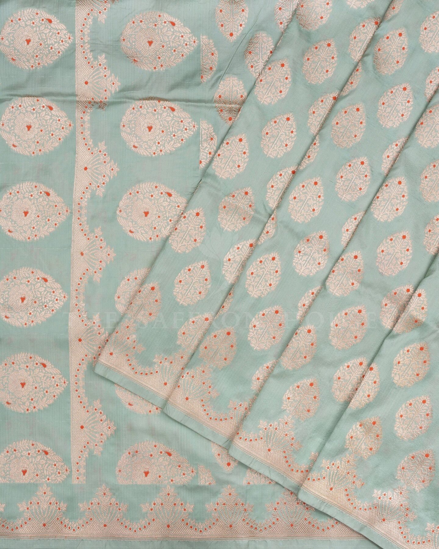 Sea Green Banarasi Silk Saree – The Saffron House