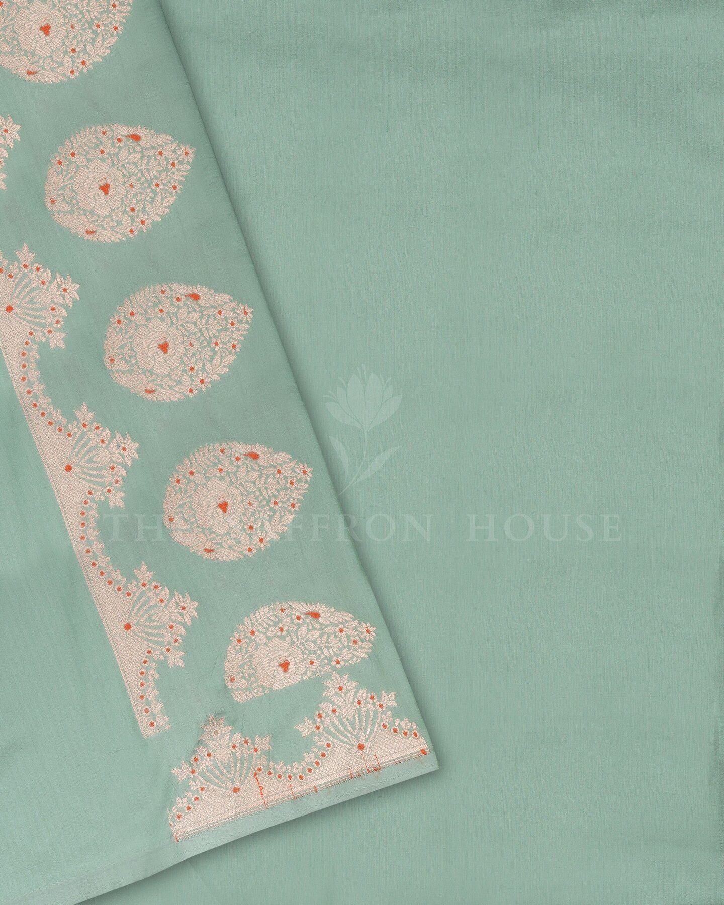 Sea Green Banarasi Silk Saree – The Saffron House