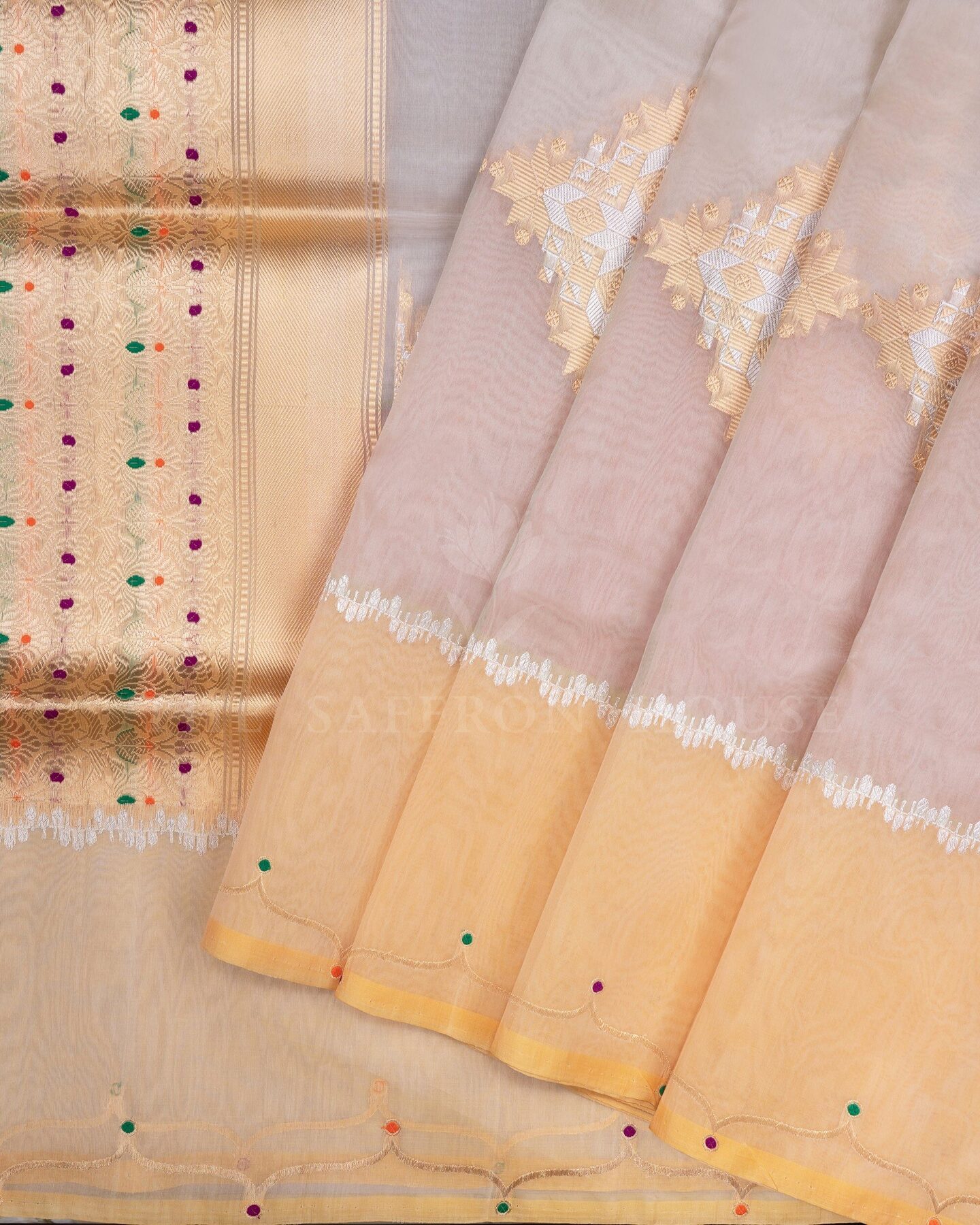 Pastels Organza Banarasi Saree – The Saffron House