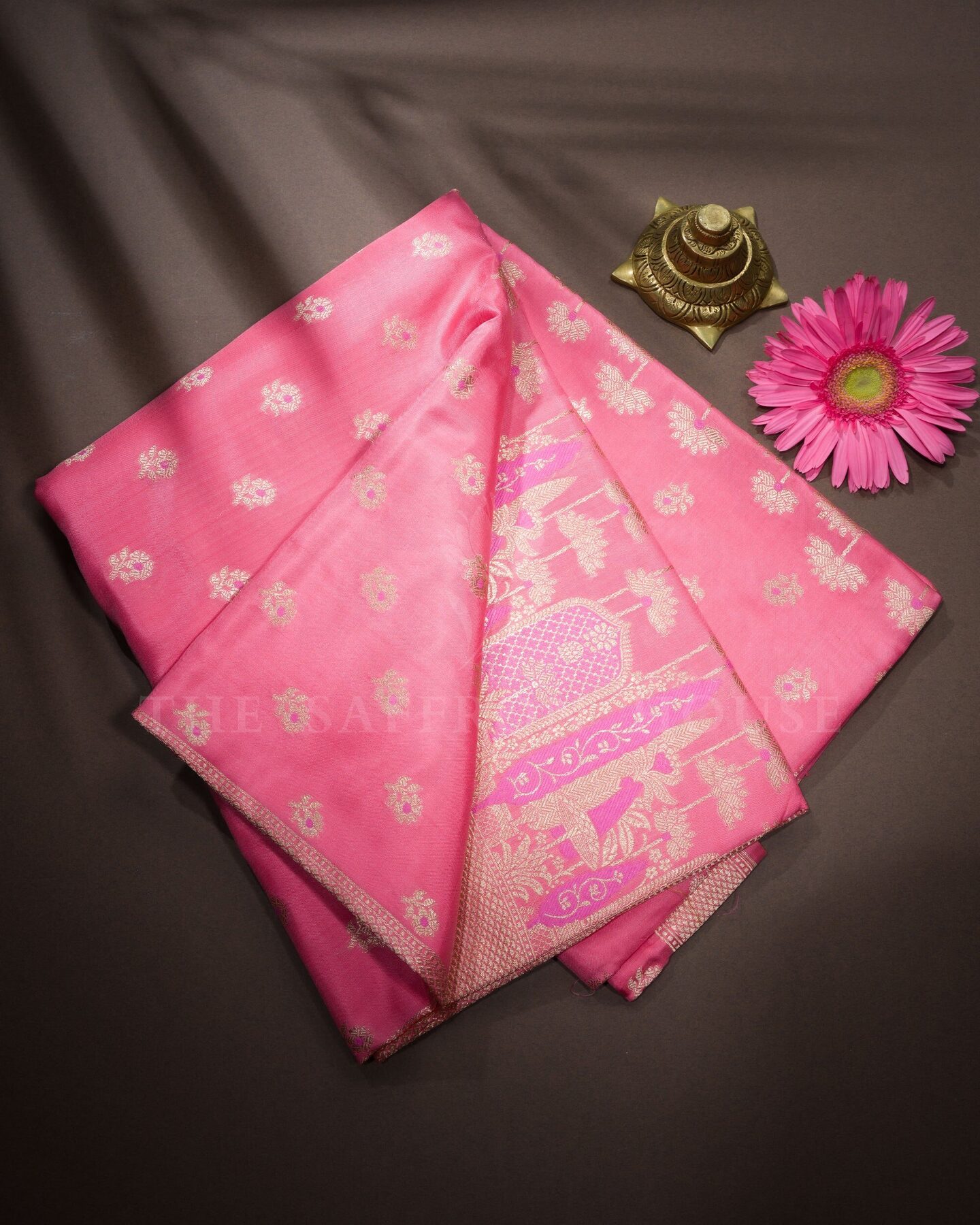 Peach Banarasi Silk Saree – The Saffron House