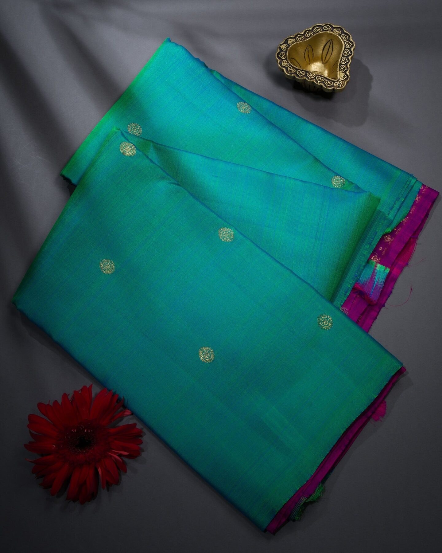 Peacock Blue And Magenta Brocade Kanjivaram Silk Saree – The Saffron House
