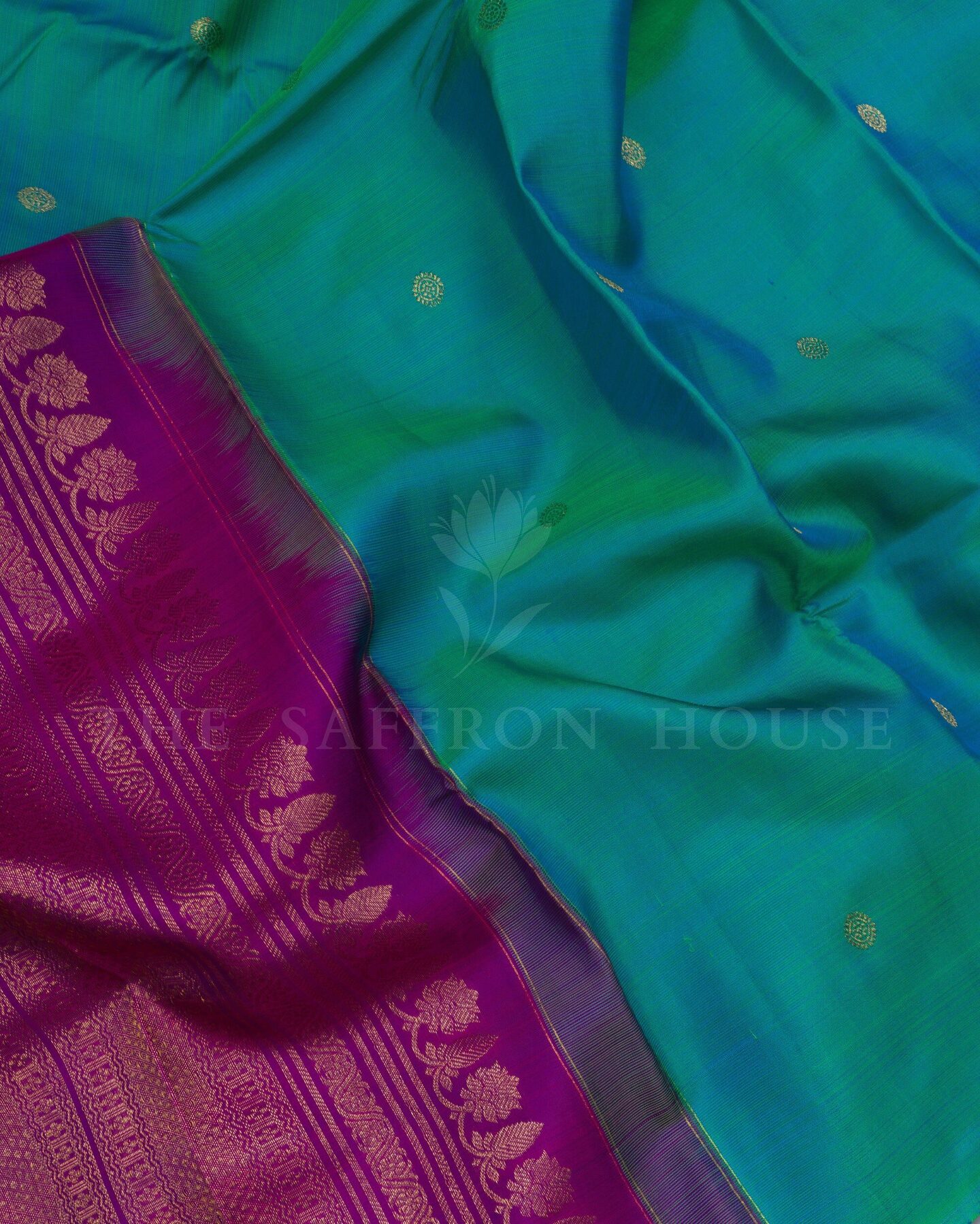 Peacock Blue And Magenta Brocade Kanjivaram Silk Saree – The Saffron House
