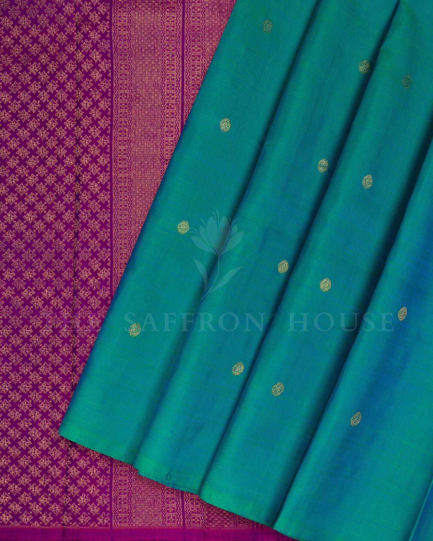 Peacock Blue And Magenta Brocade Kanjivaram Silk Saree – The Saffron House