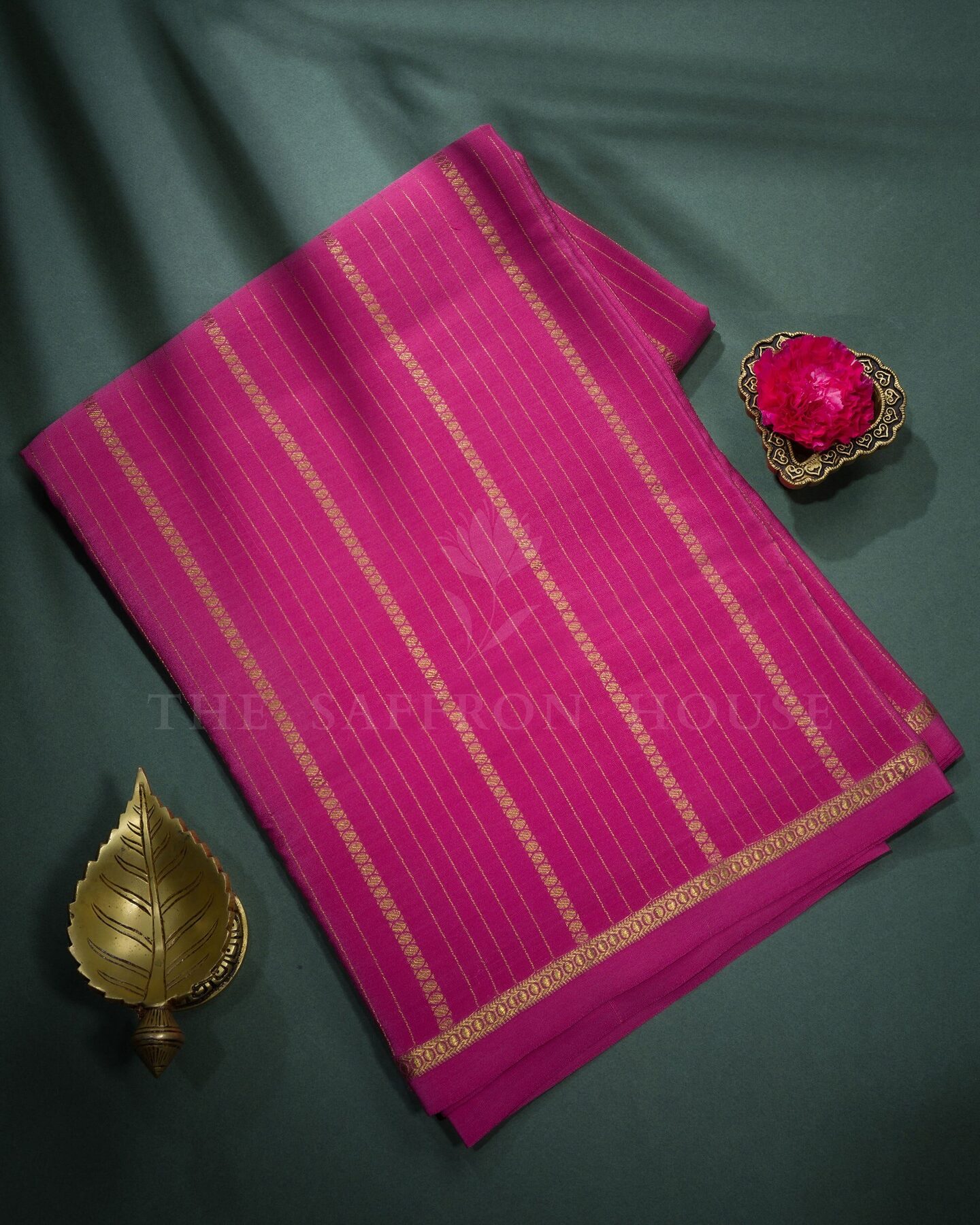 Pink Pure Zari Mysore Silk Saree – The Saffron House