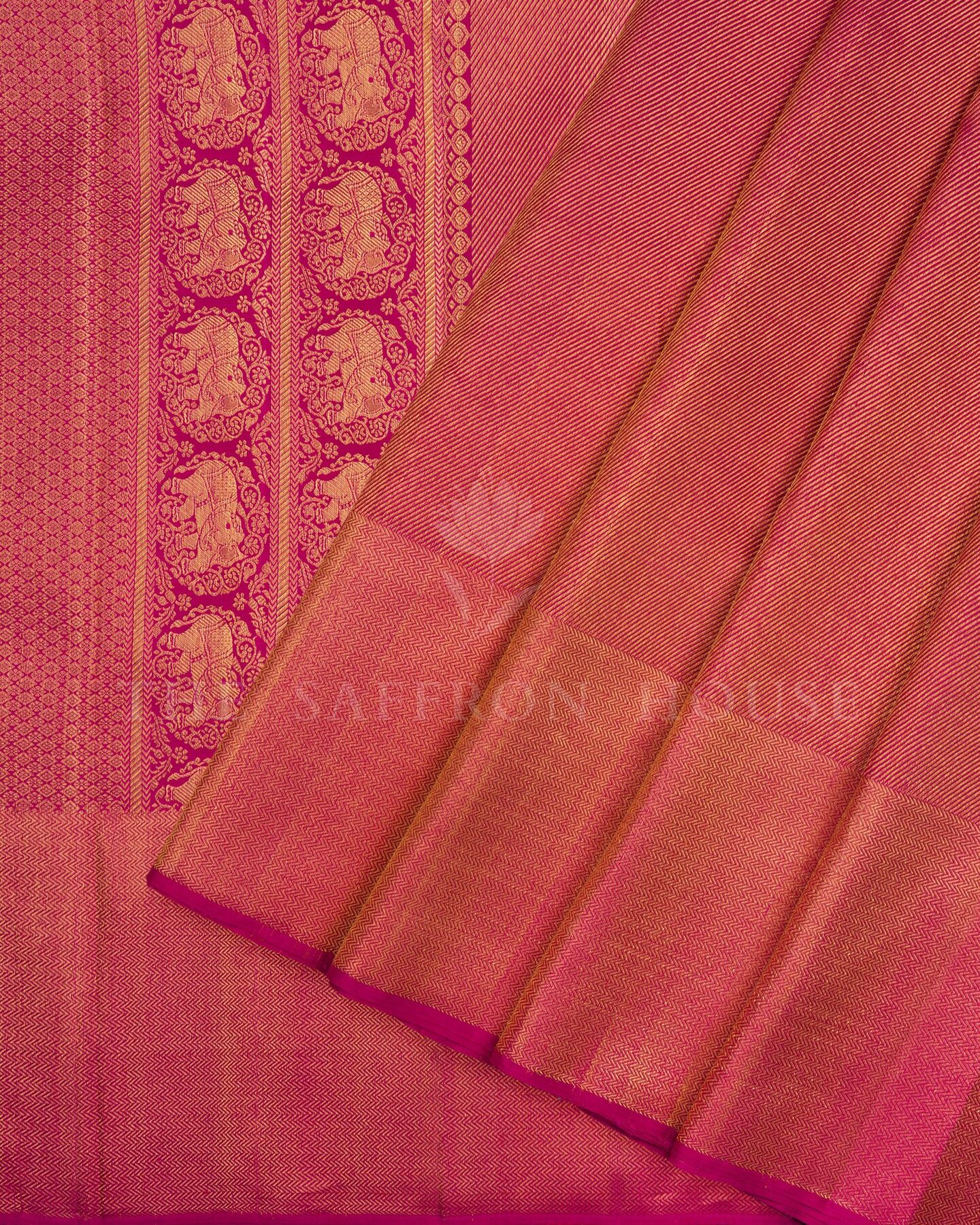 Magenta Brocade Kanjivaram Silk Saree – The Saffron House