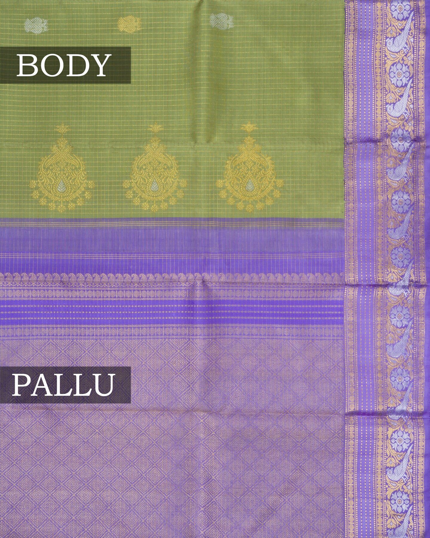 Lavender Kattam Kanjivaram Silk Saree – The Saffron House