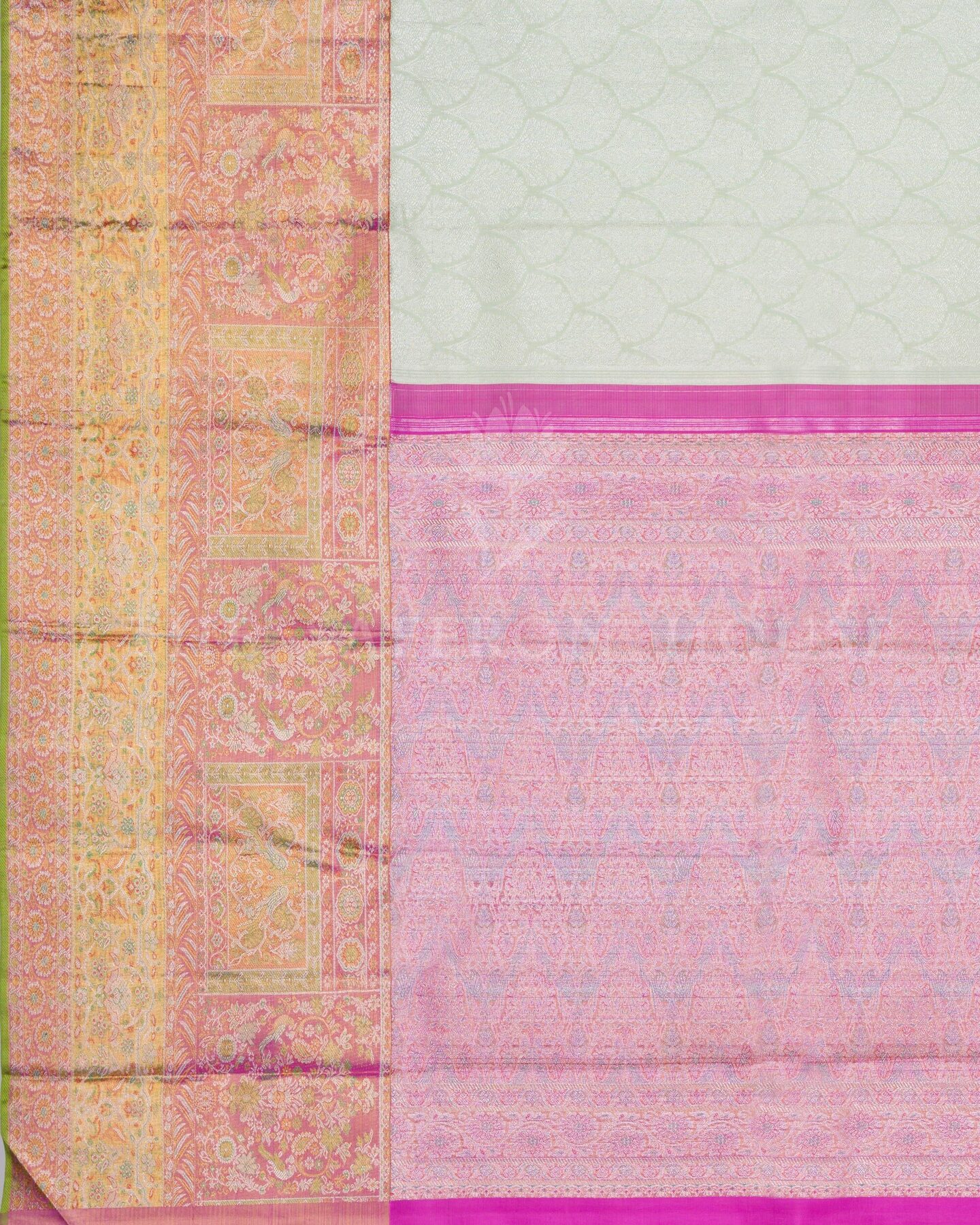 Pistachio Green Kanjivaram Silk Saree – The Saffron House