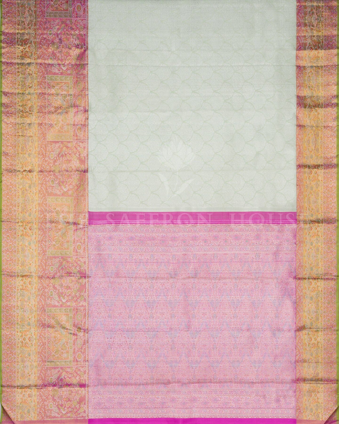 Pistachio Green Kanjivaram Silk Saree – The Saffron House