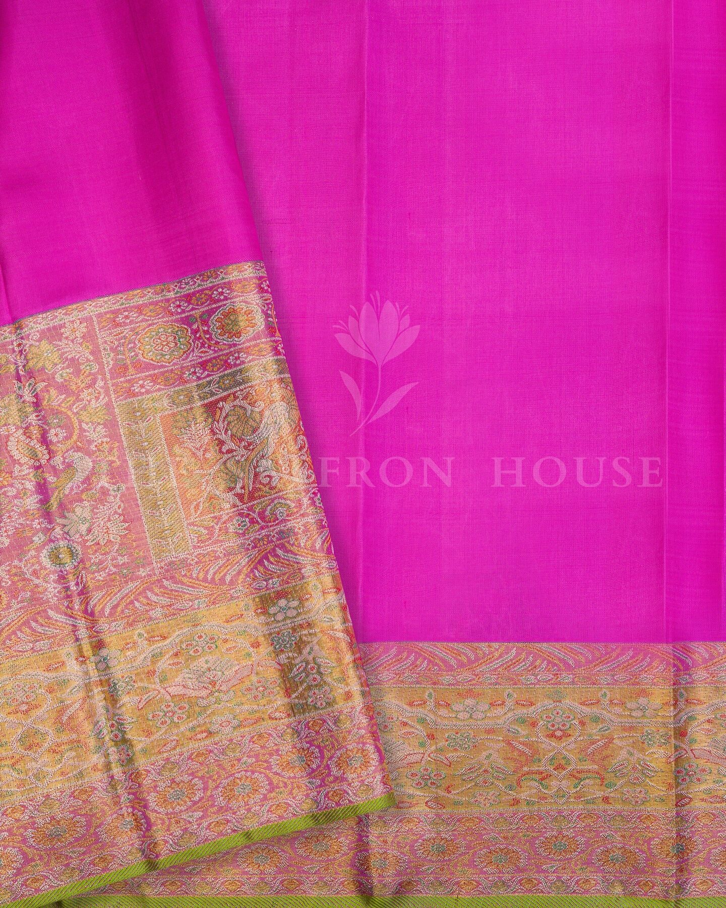 Pistachio Green Kanjivaram Silk Saree – The Saffron House